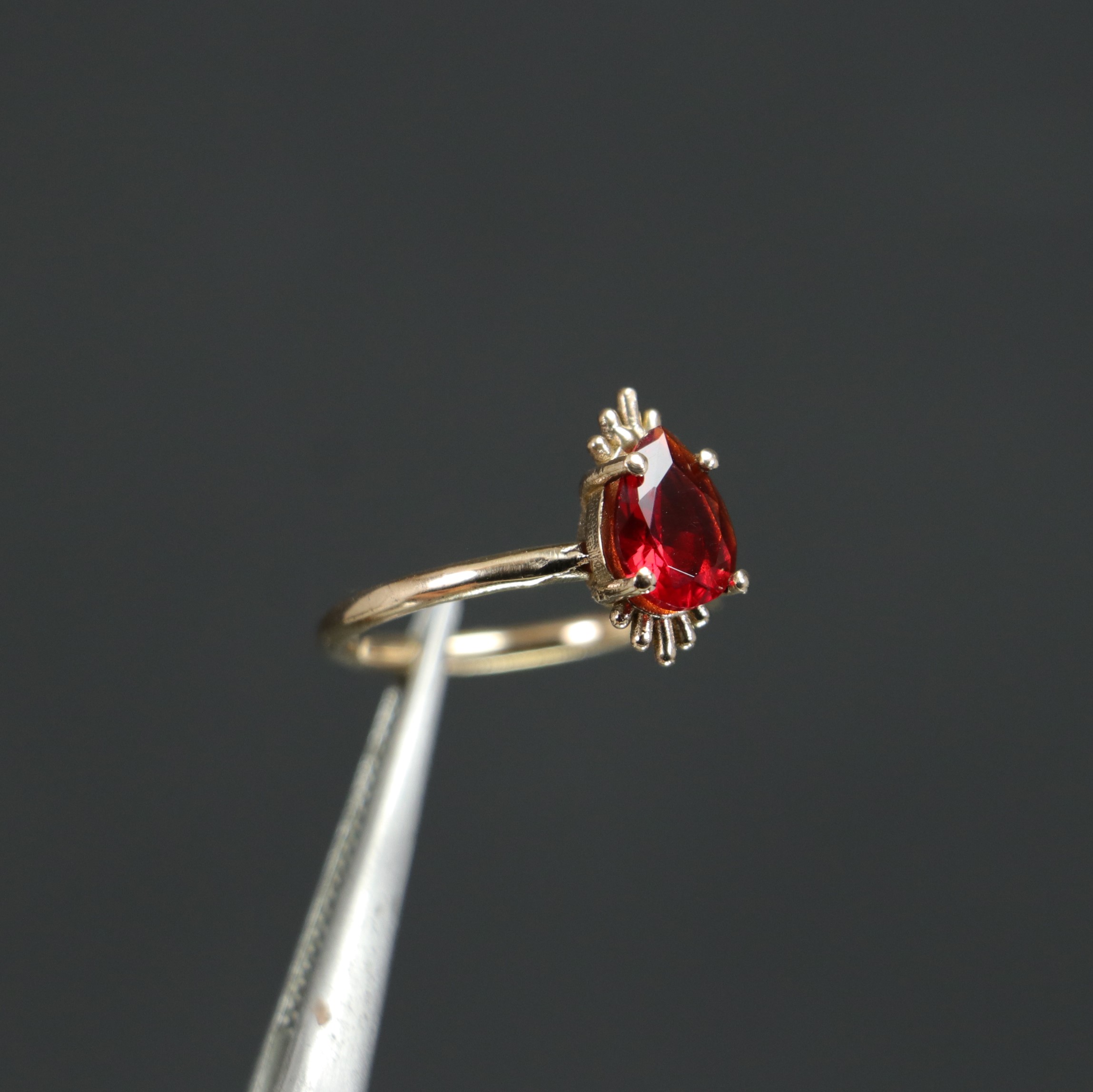 Drop Garnet Stone Ring