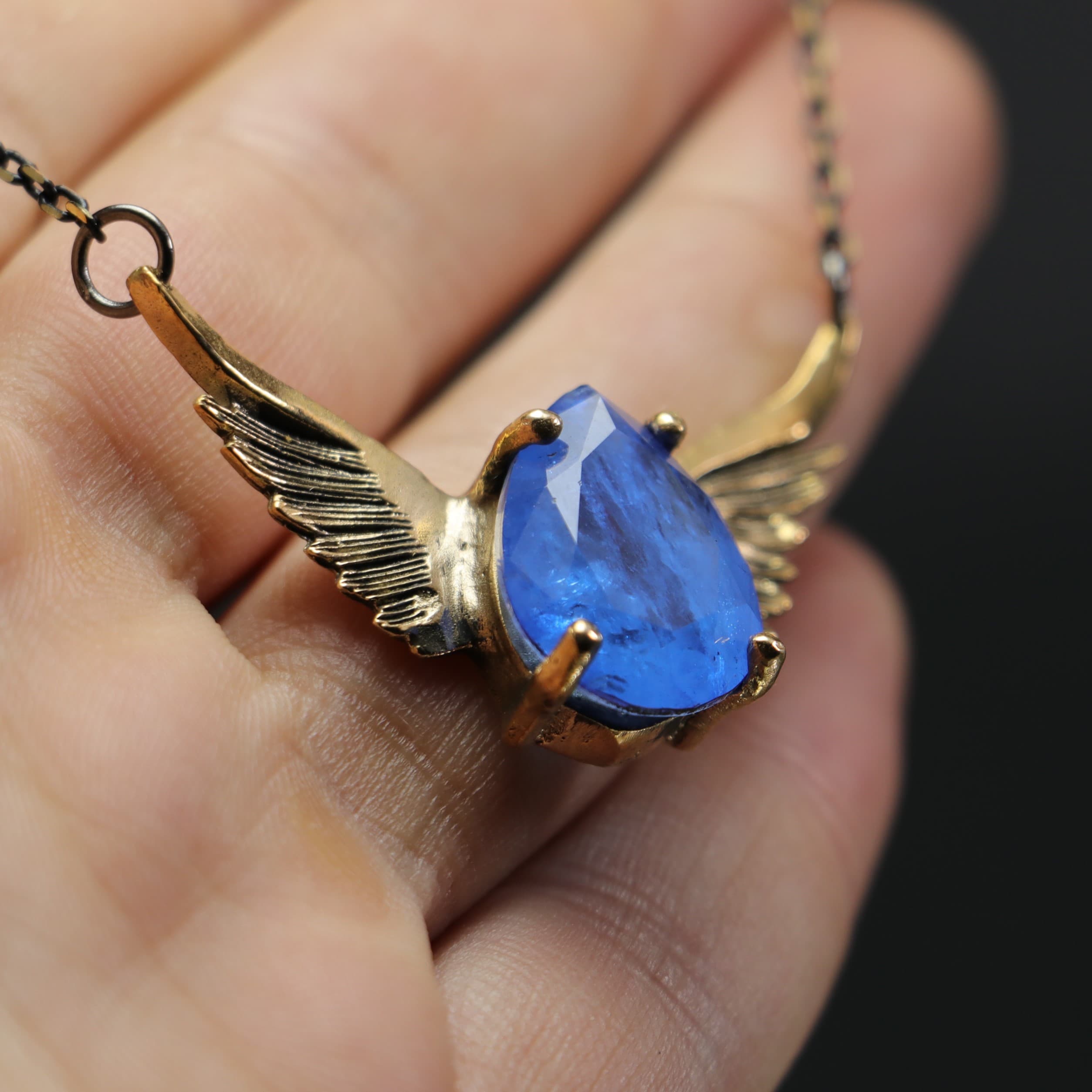 Drop Aquamarine Wing Necklace