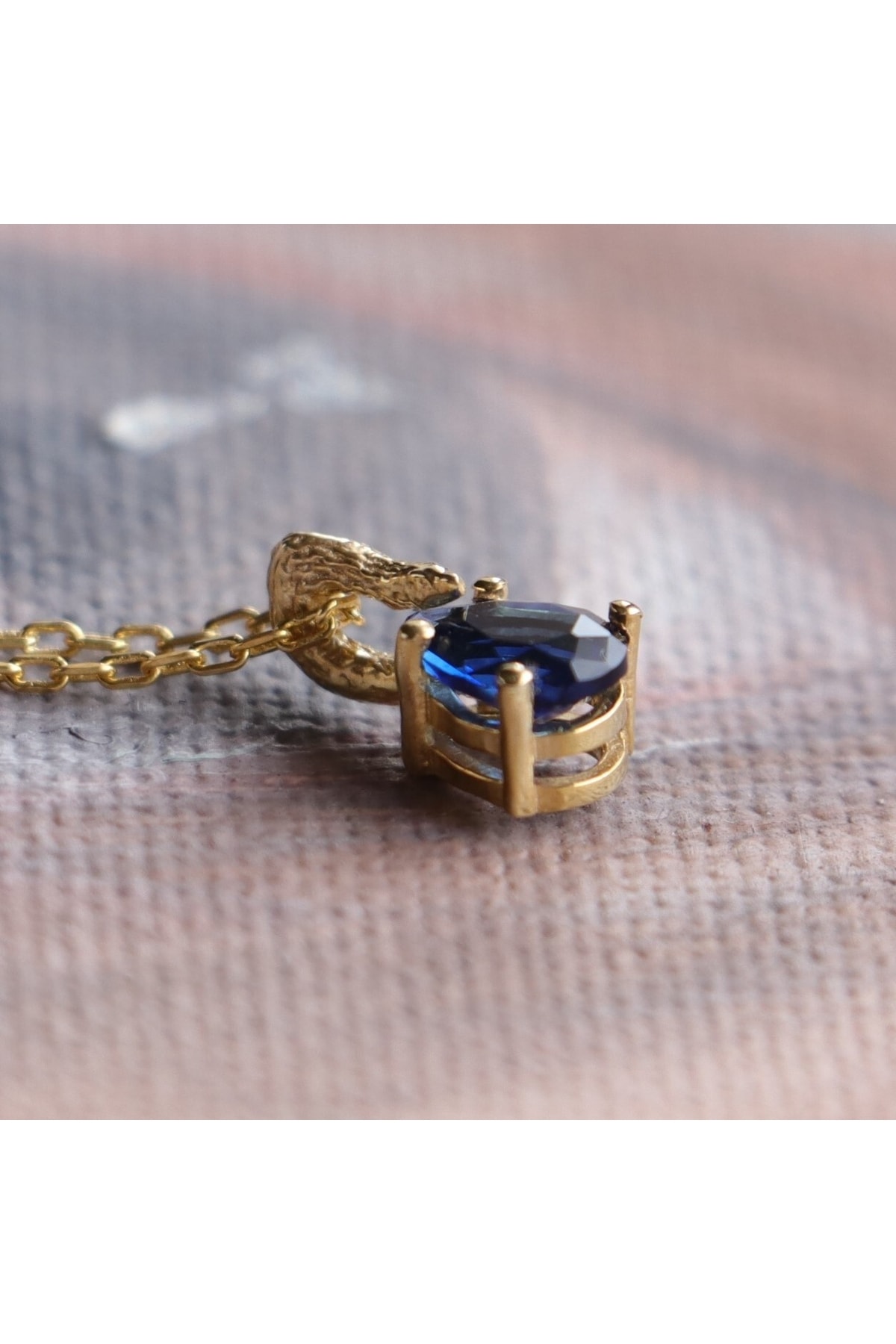 Drop Sapphire Necklace (925-gold Plated)