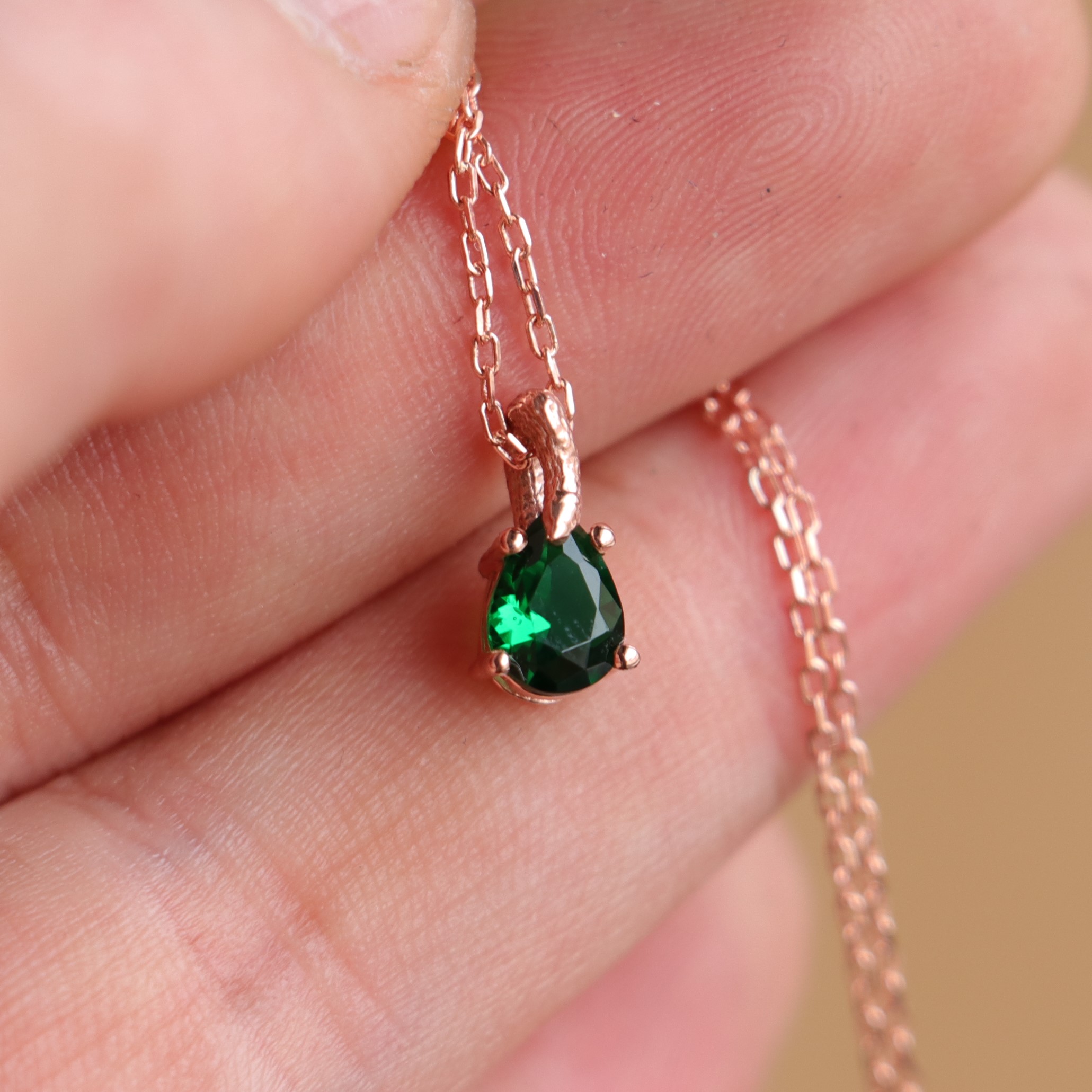 Drop Emerald Necklace (Gold Plated)