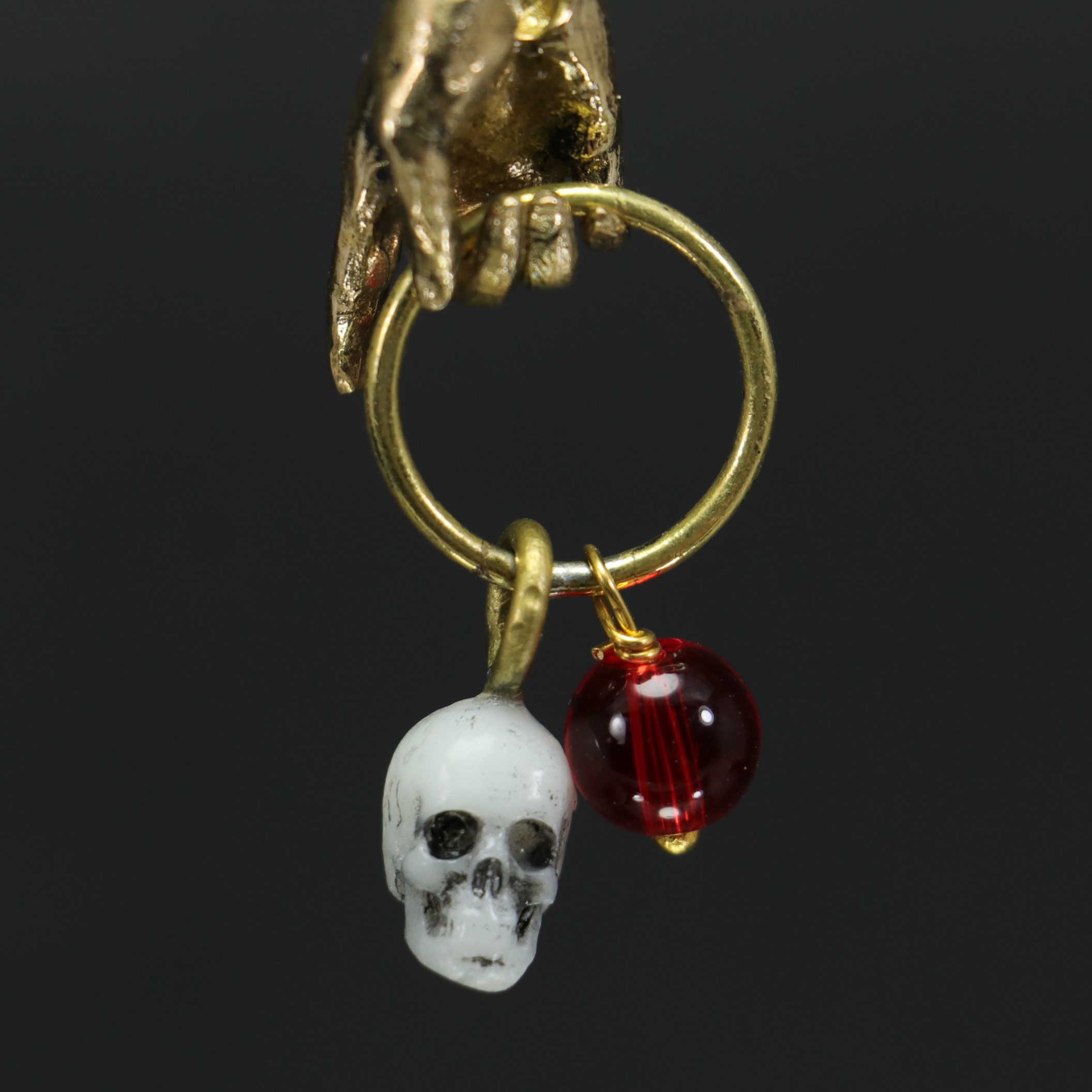 Hand and Skull Garnet Stone Necklace