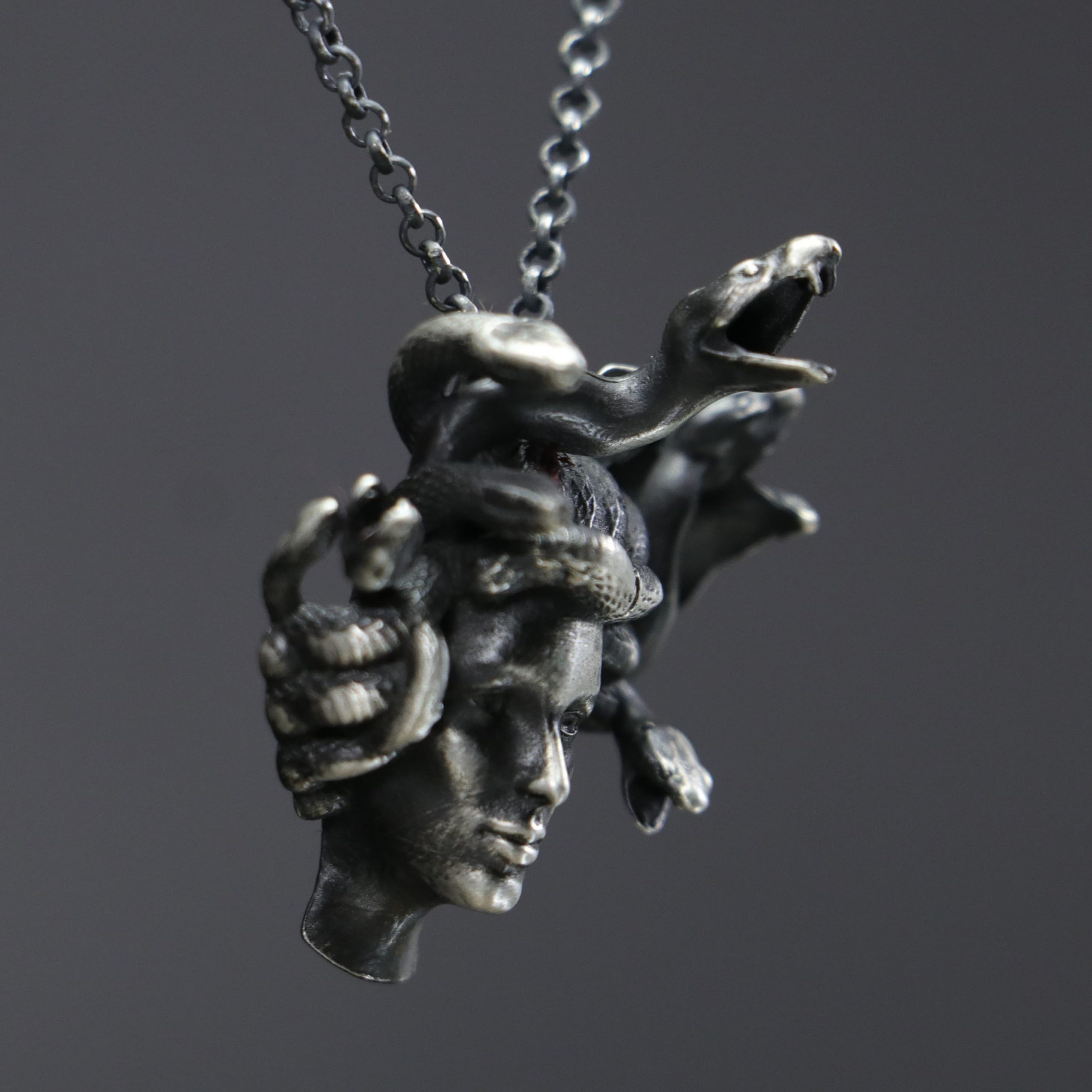 Handmade Silver Medusa Necklace
