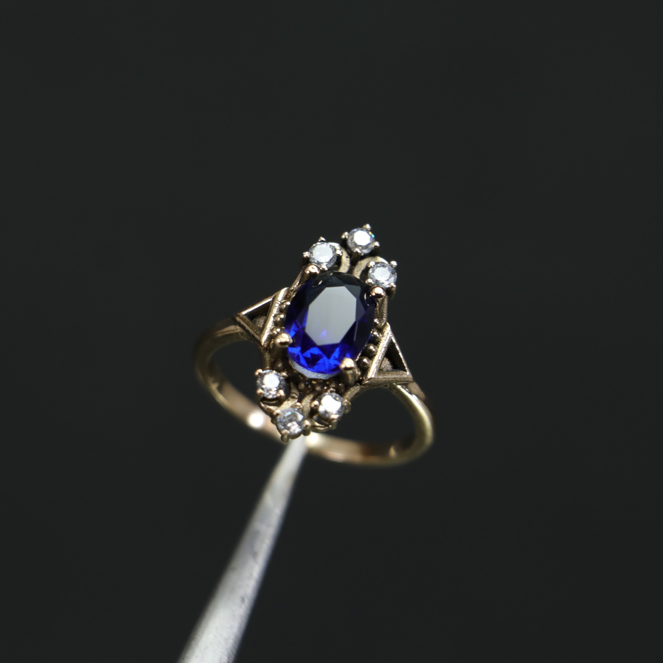 Handmade Sapphire and Swarovski Ring