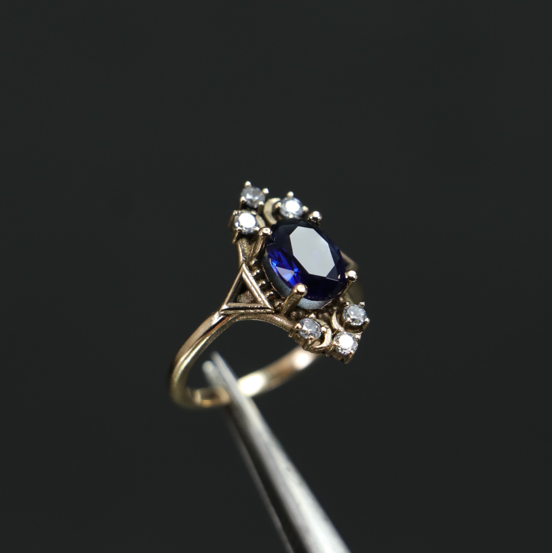 Handmade Sapphire and Swarovski Ring