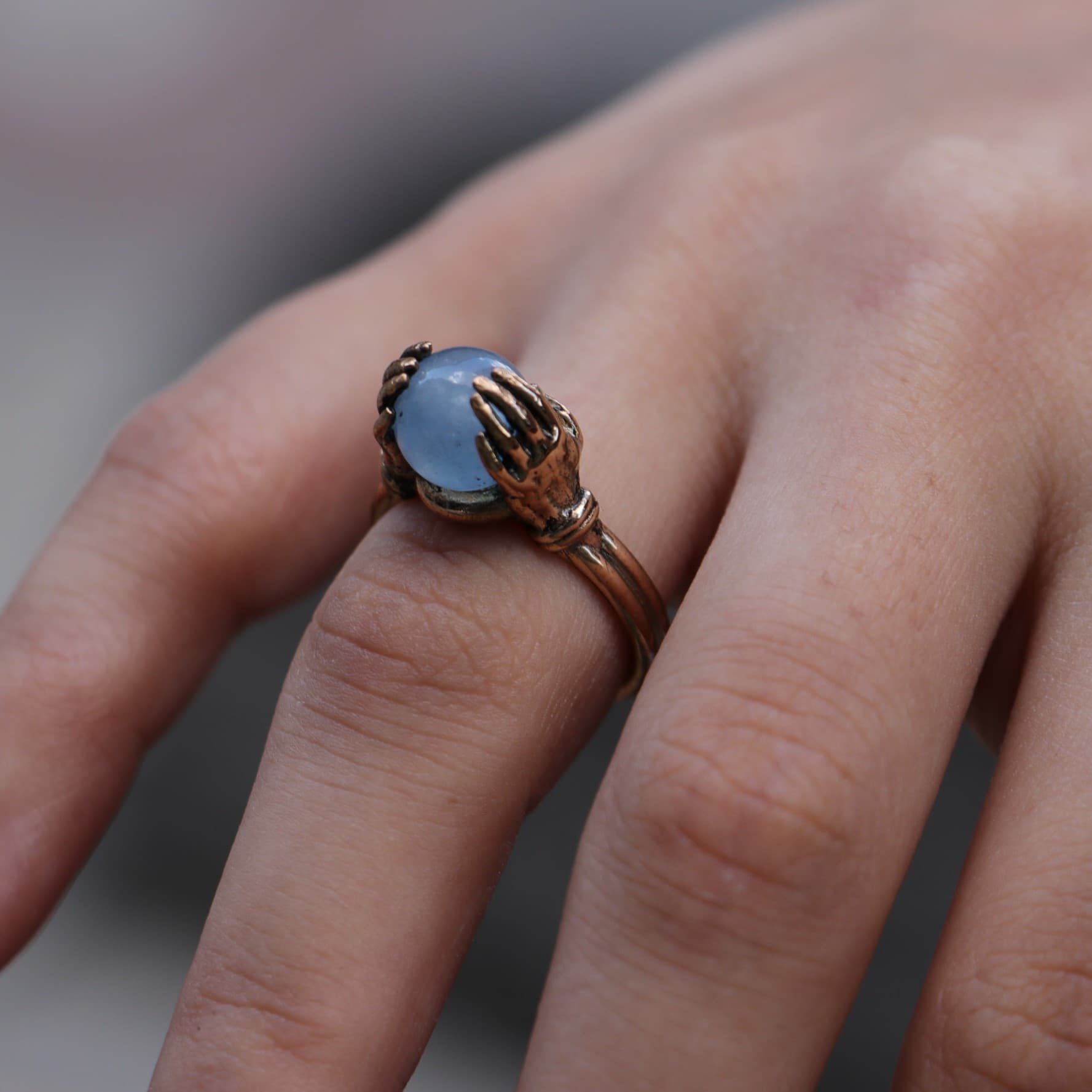 Transparent Aquamarine Ring of Hands