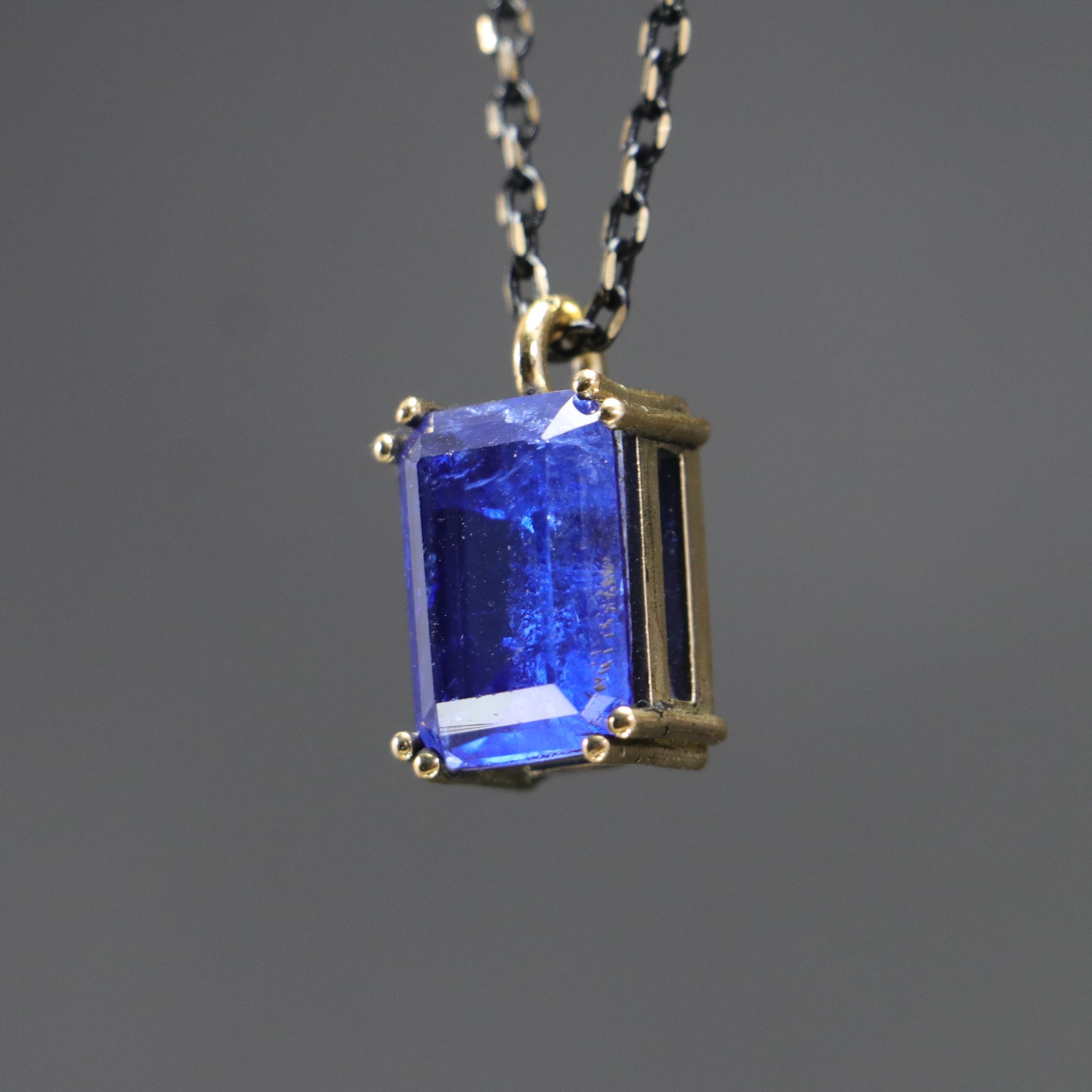 Emerald Cut Lab. Sapphire Necklace