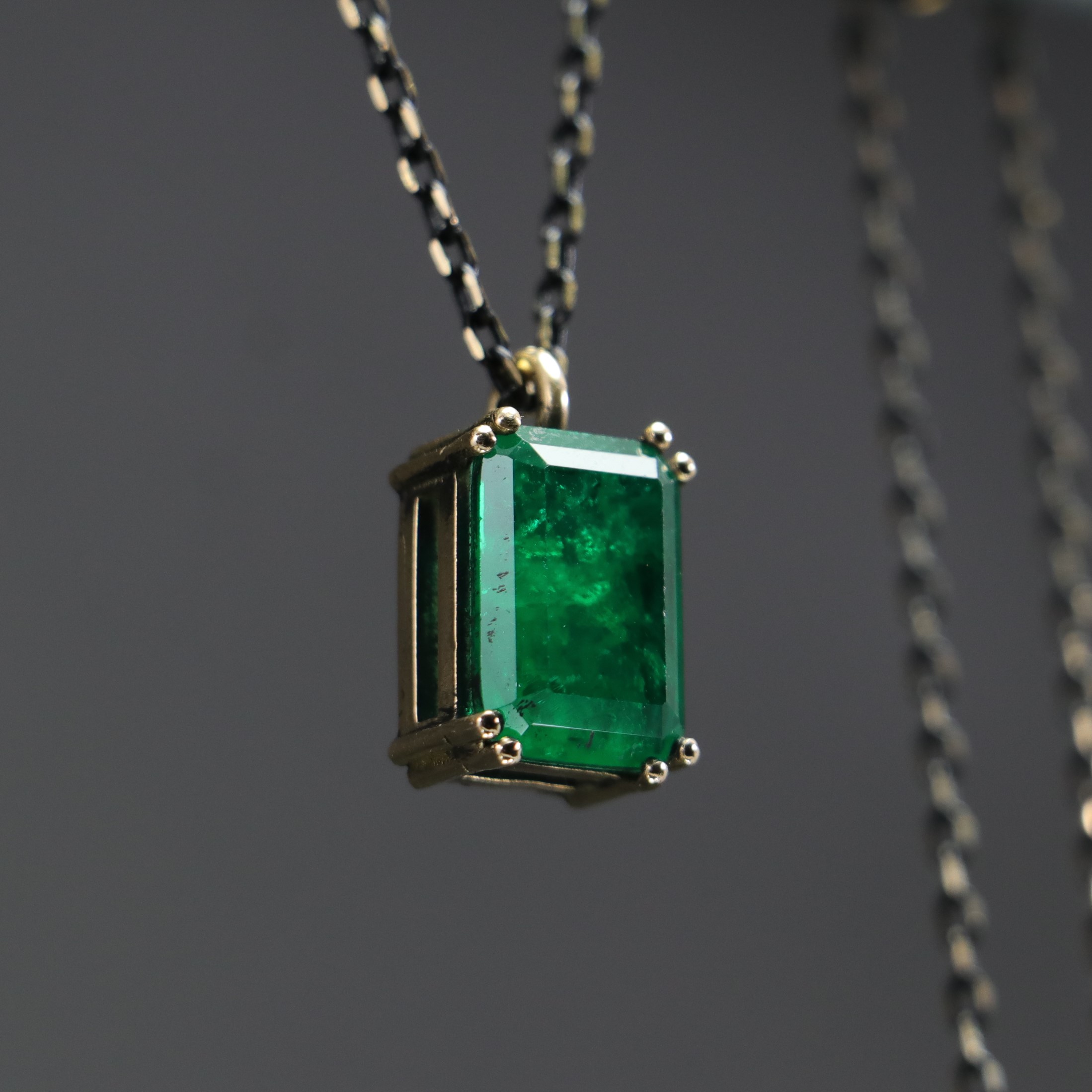 Emerald Cut Lab. Emerald Necklace