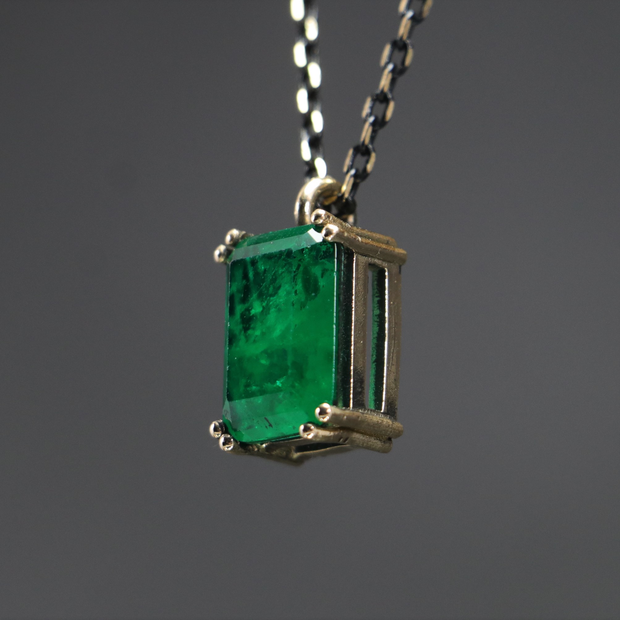 Emerald Cut Lab. Emerald Necklace