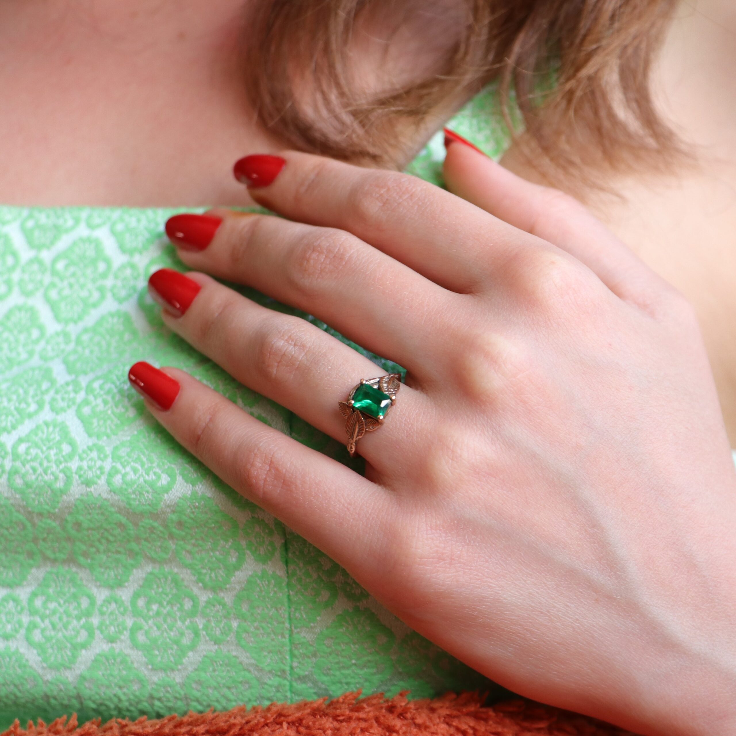 Emerald Emerald Leaf Ring