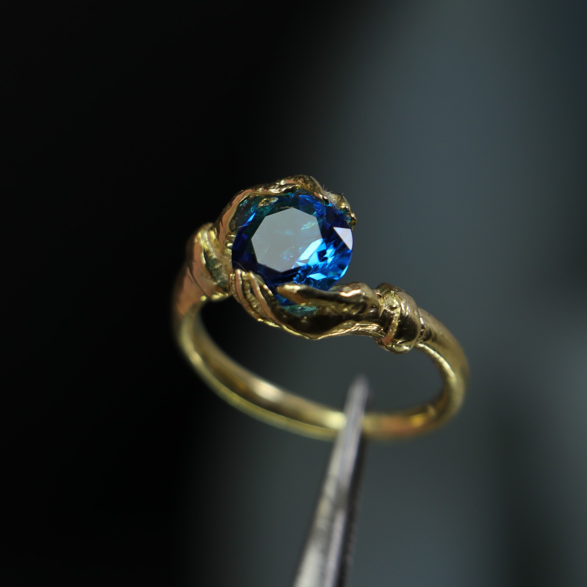Secrets of the Universe Aquamarine 925 Sterling Silver Gold Plated Ring