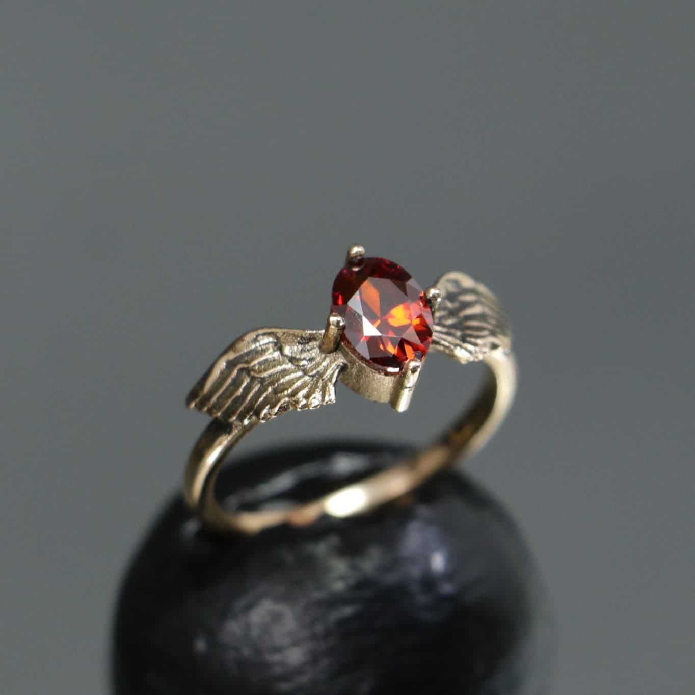 Garnet Stone Wing Ring