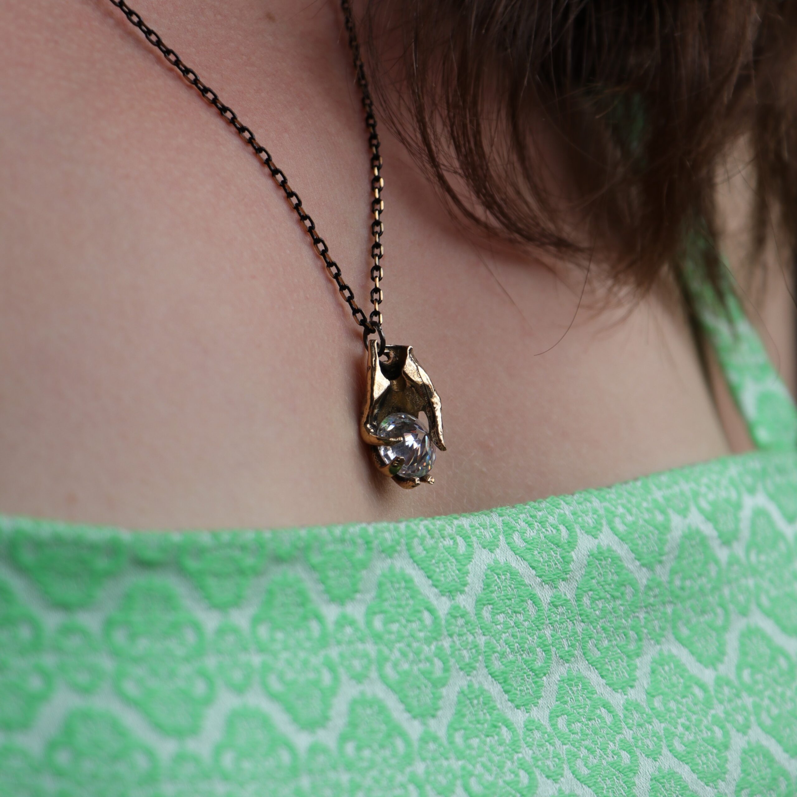 Single Hand Emerald Swarovski Necklace