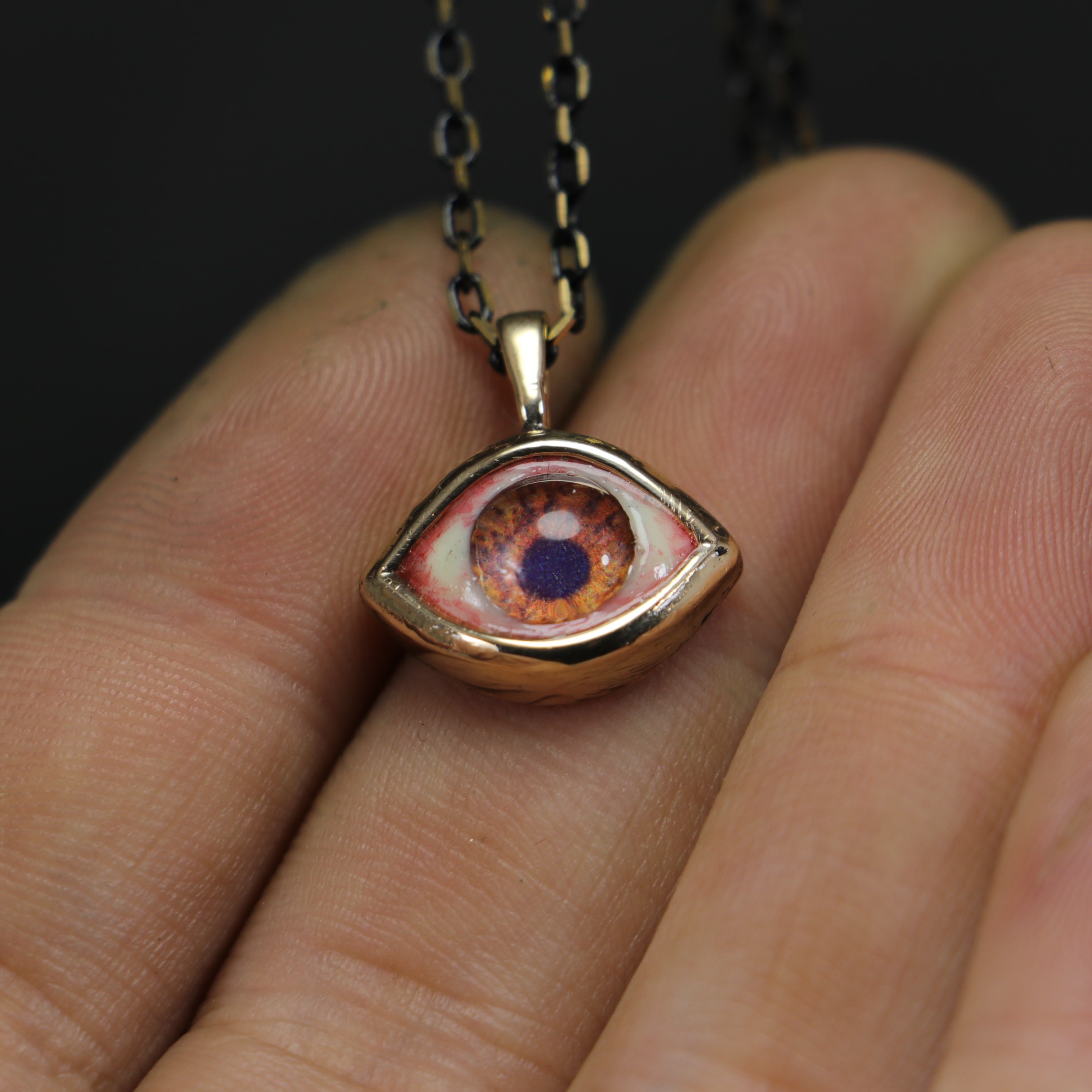 Realistic Mini Hazel Eye Necklace