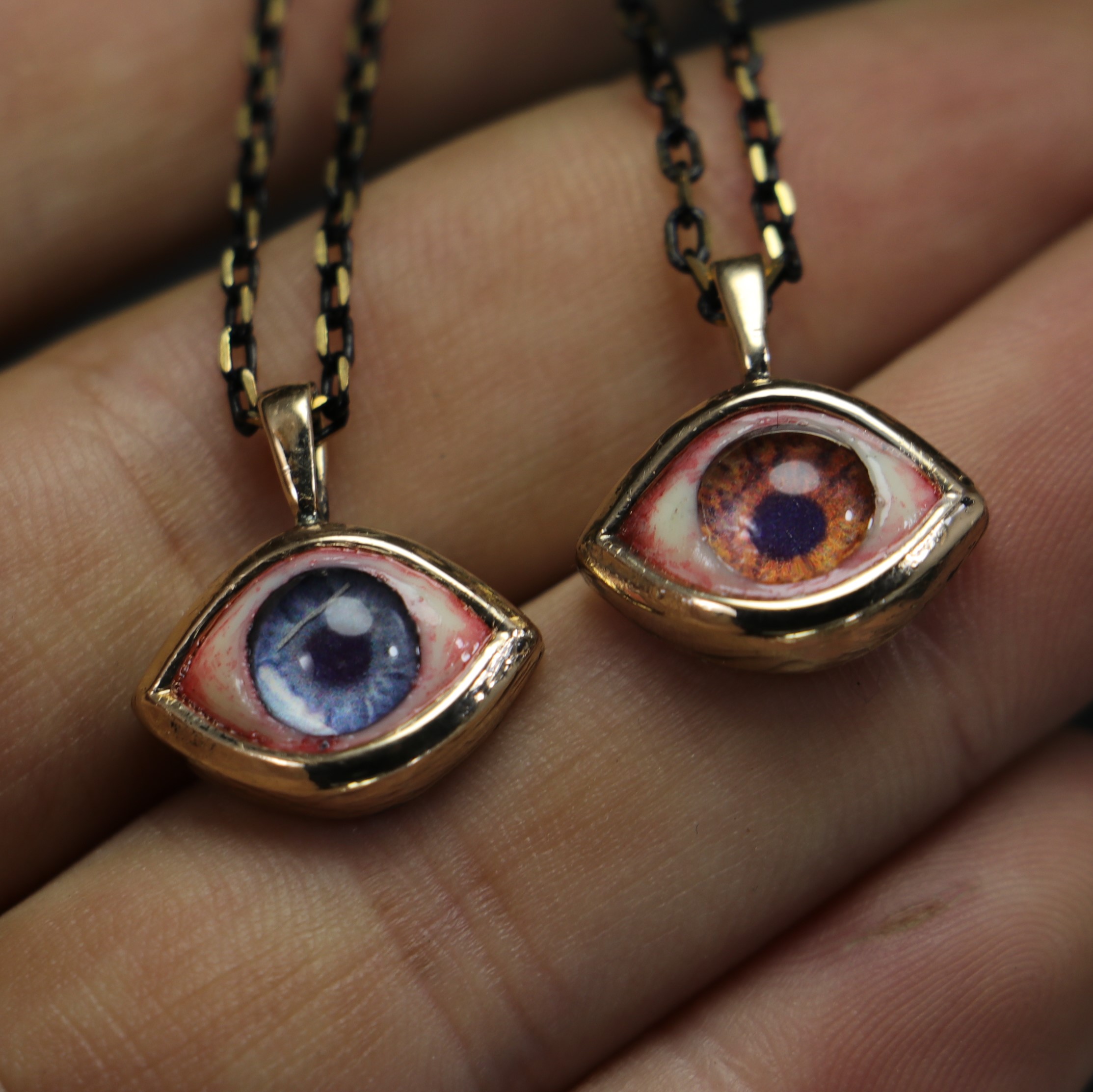 Realistic Mini Hazel Eye Necklace