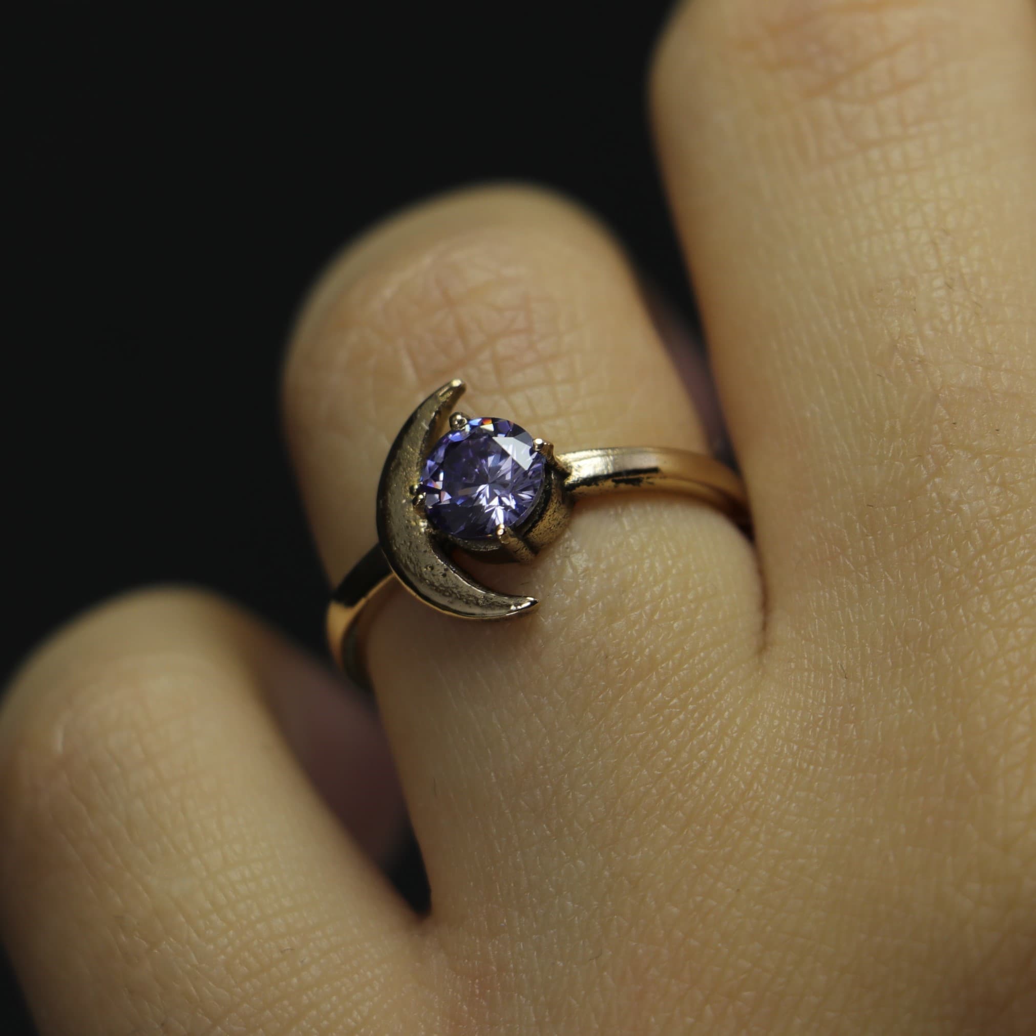 Crescent Pink Amethyst Ring