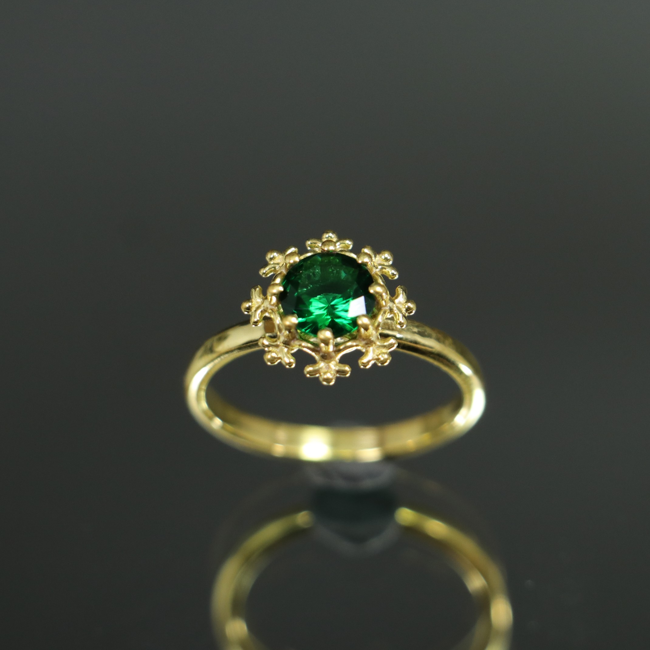 Snowflake Lab. Emerald 925 Sterling Silver Gold Plated Ring