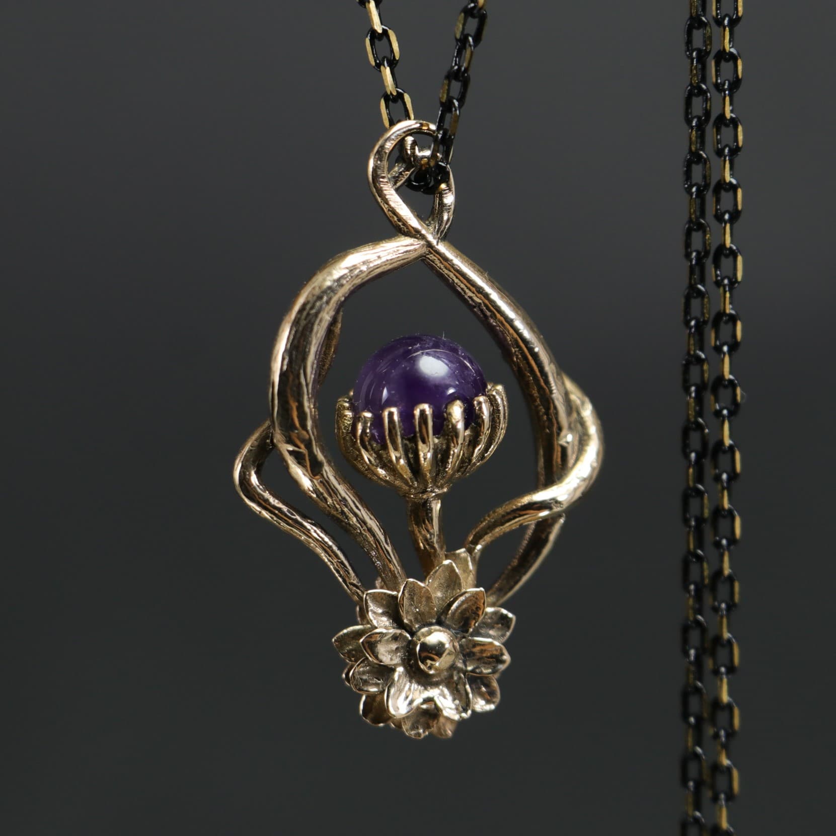 Ivy and Lotus Amethyst Necklace