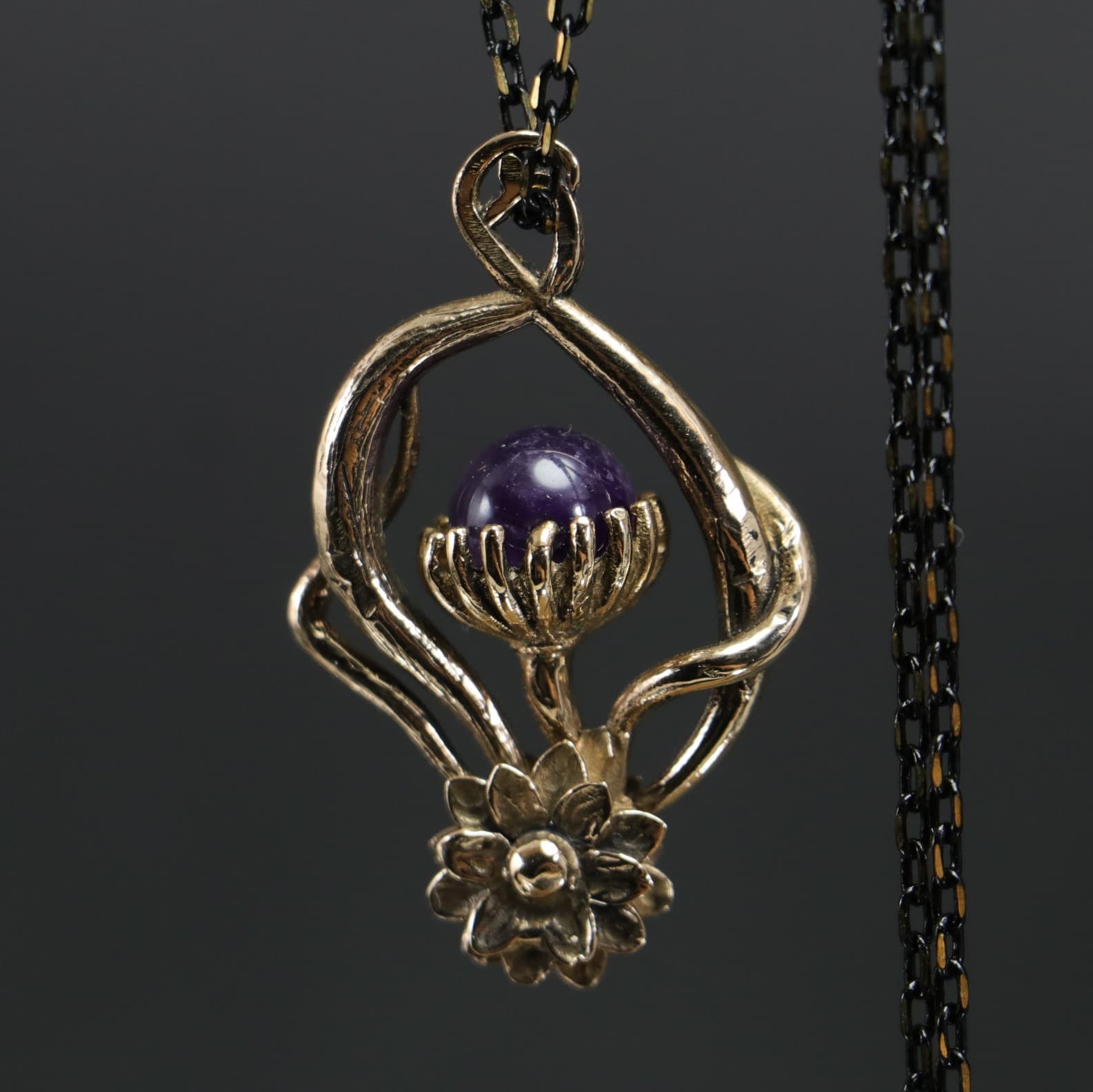 Ivy and Lotus Amethyst Necklace