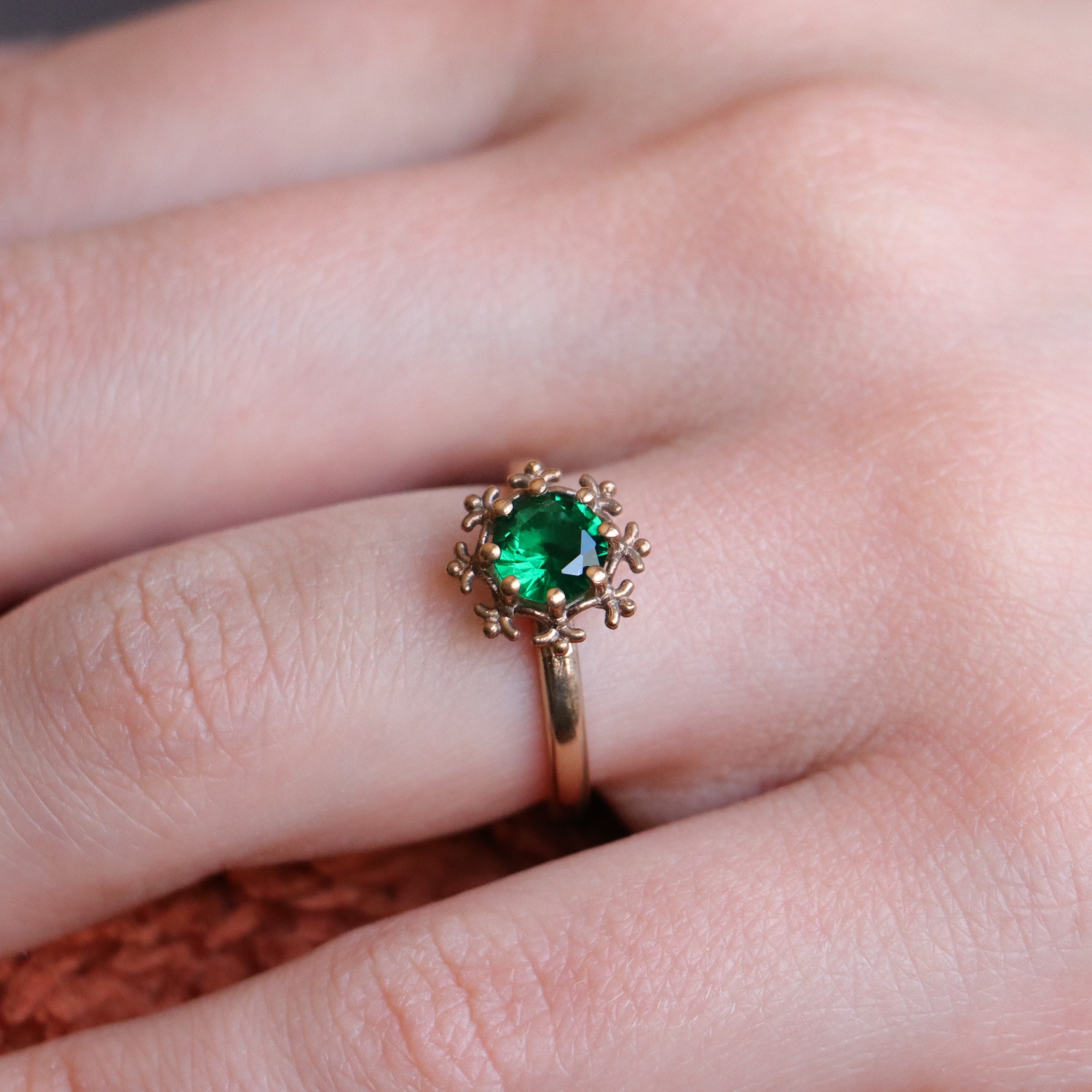 Snowflake Emerald Ring