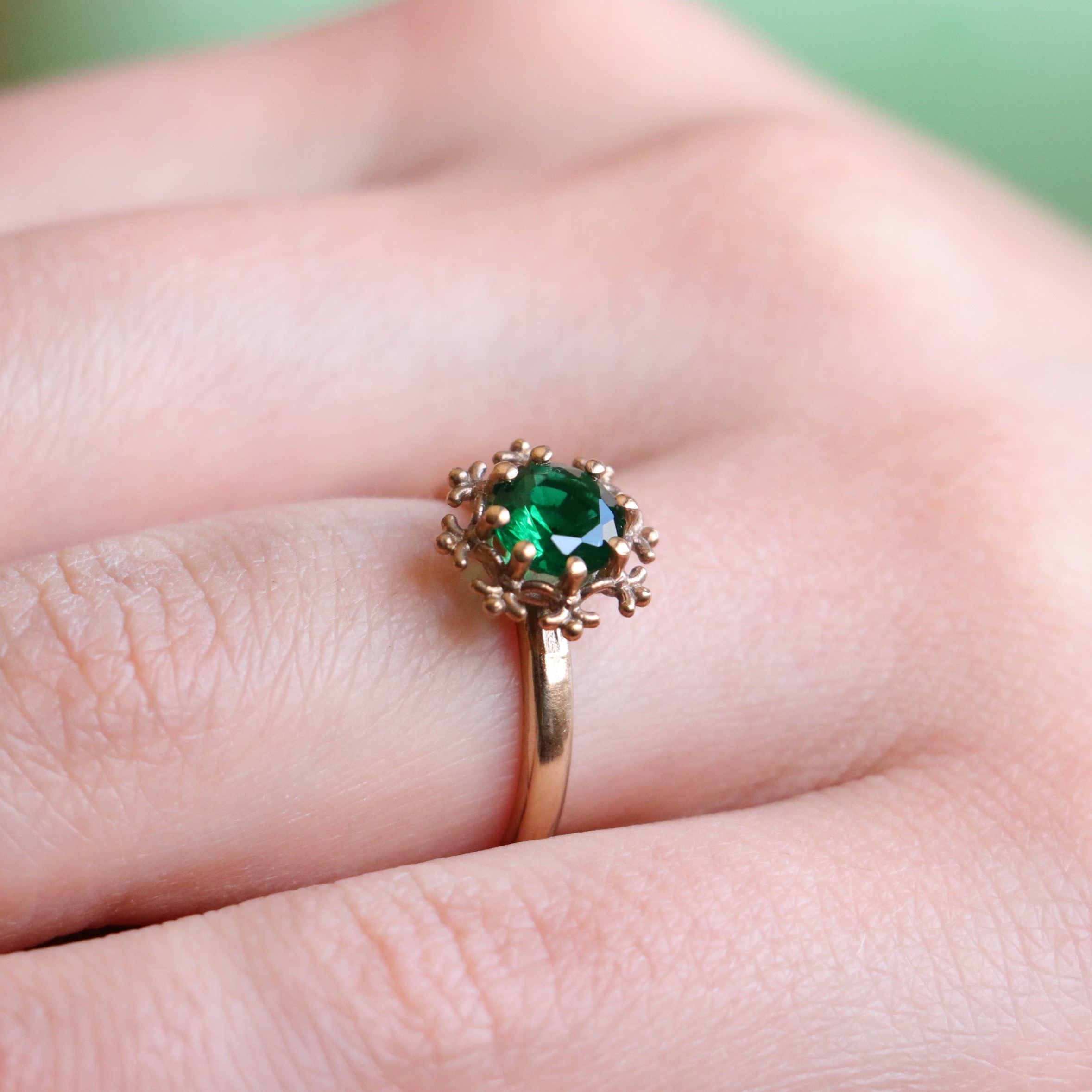 Snowflake Emerald Ring