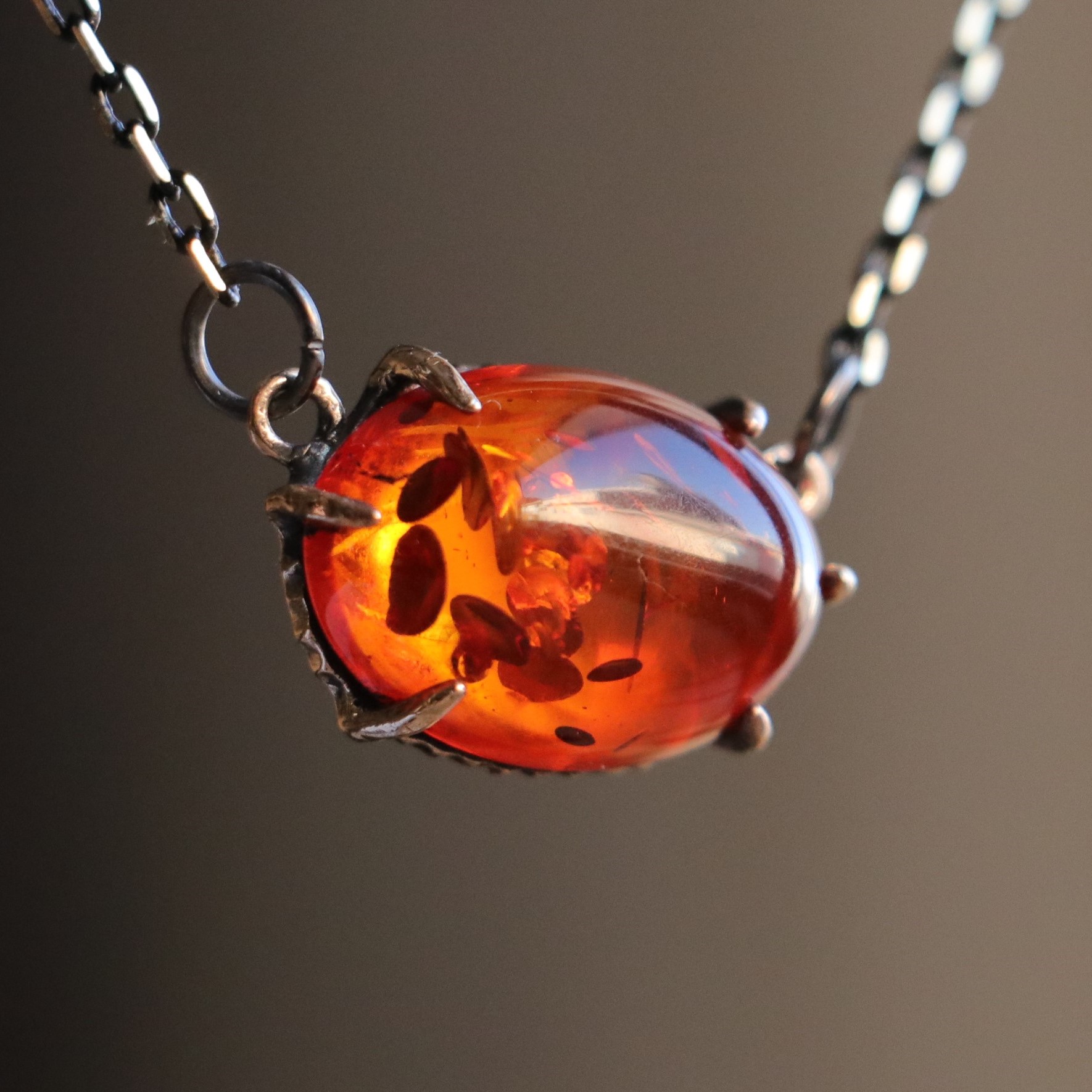 Amber Stone Pointed Nail Necklace