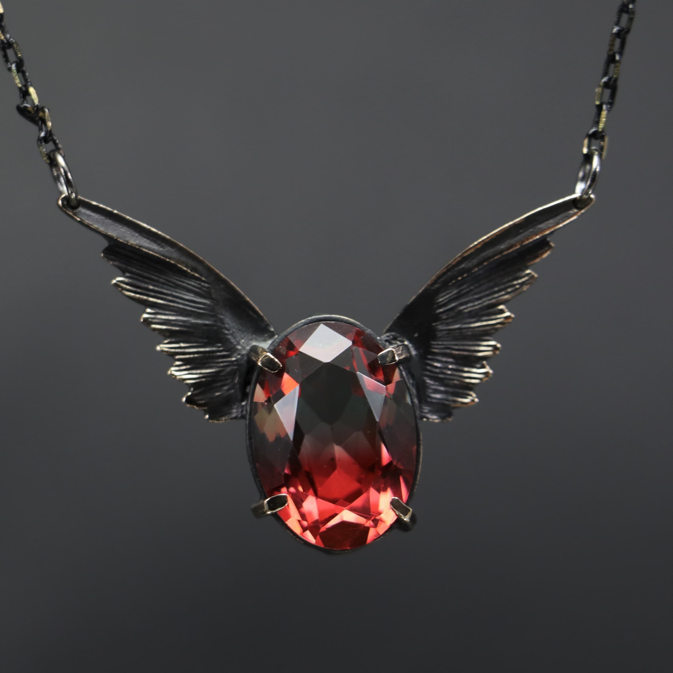 Red Tourmaline Wing Necklace