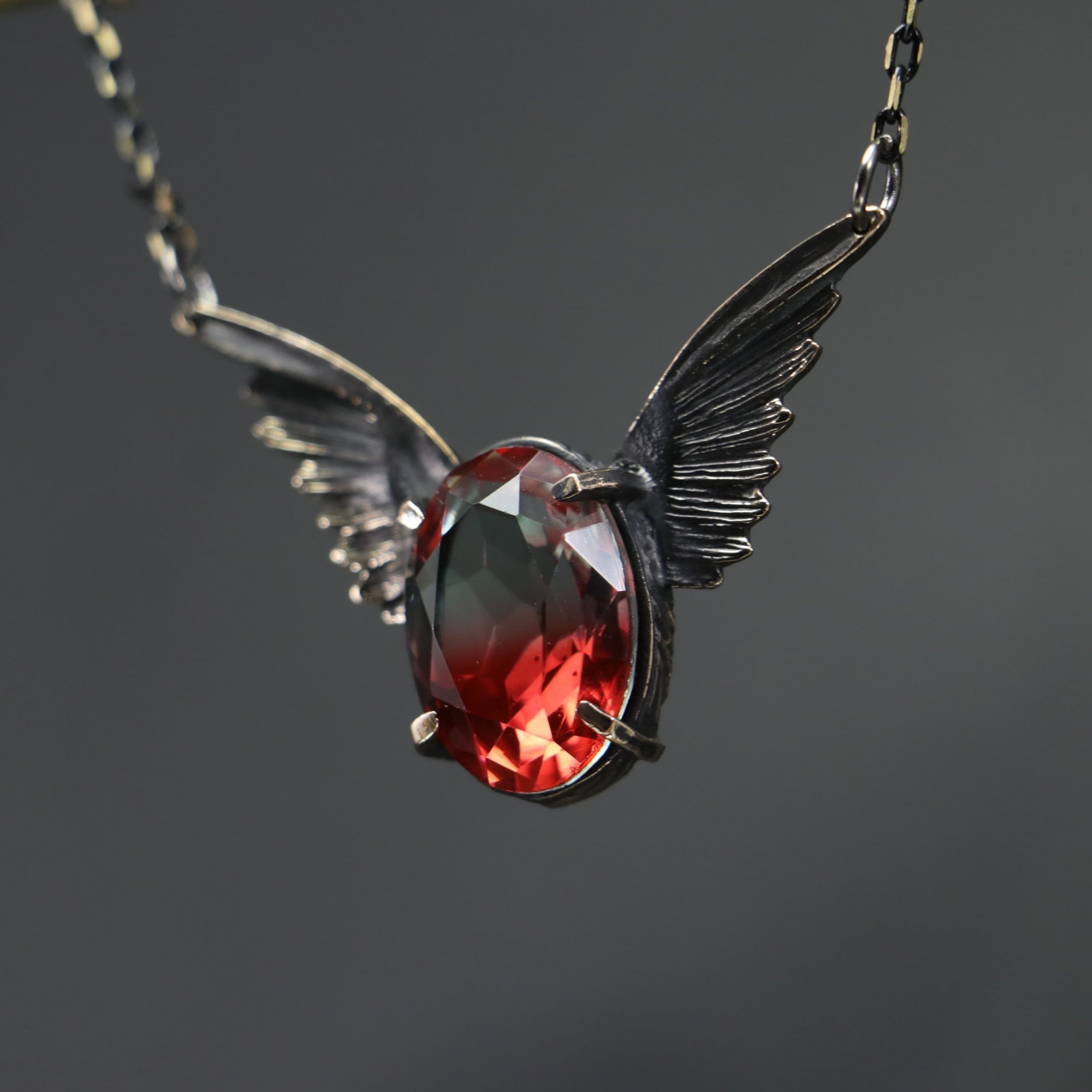 Red Tourmaline Wing Necklace