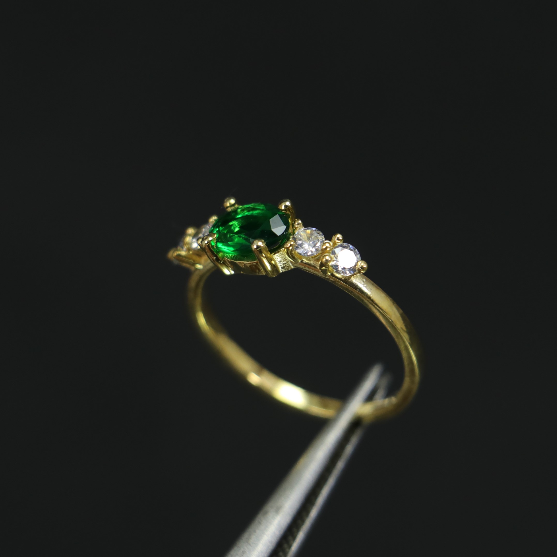 Gold Plated Lab. Emerald and Swarovski 925 Sterling Silver