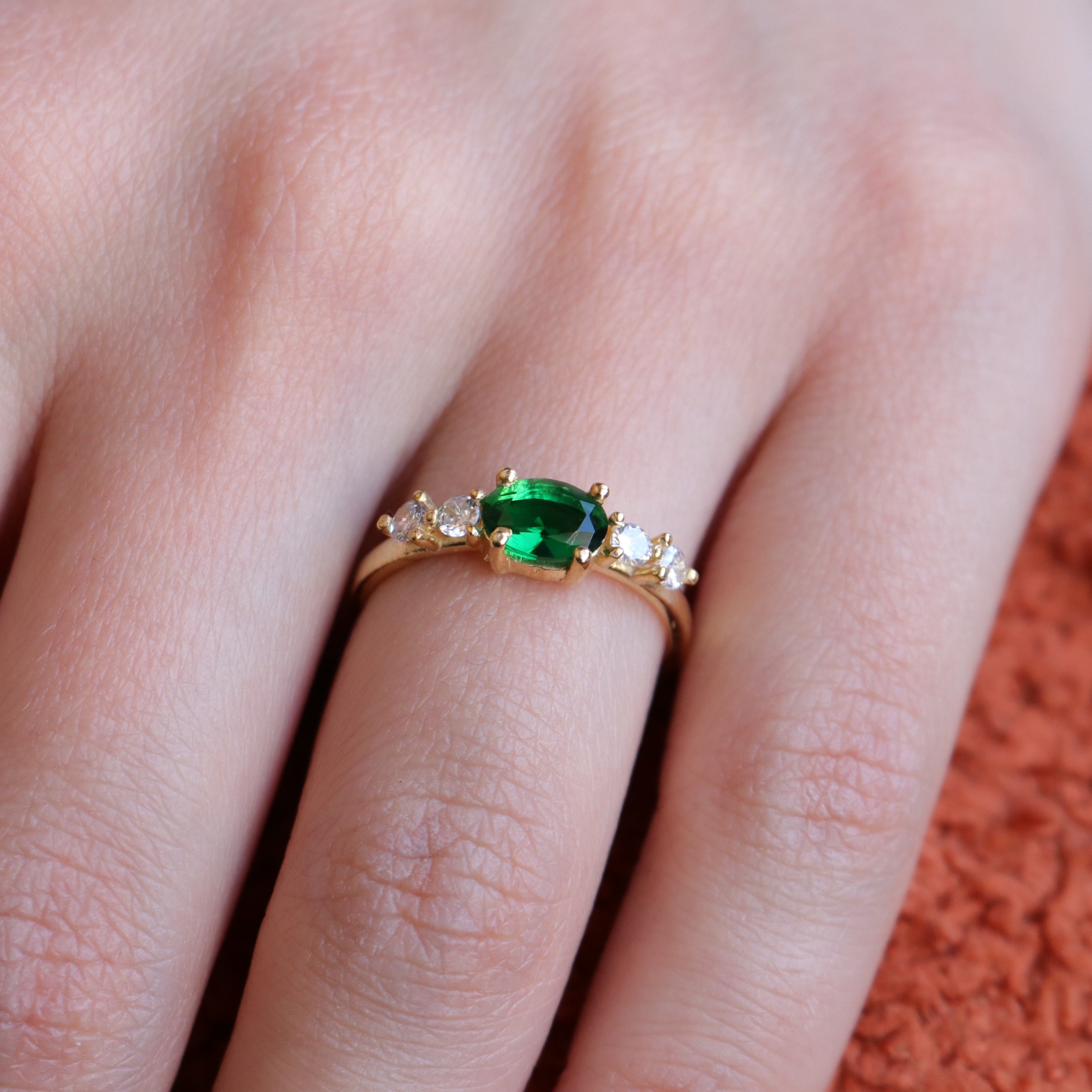 Gold Plated Lab. Emerald and Swarovski 925 Sterling Silver