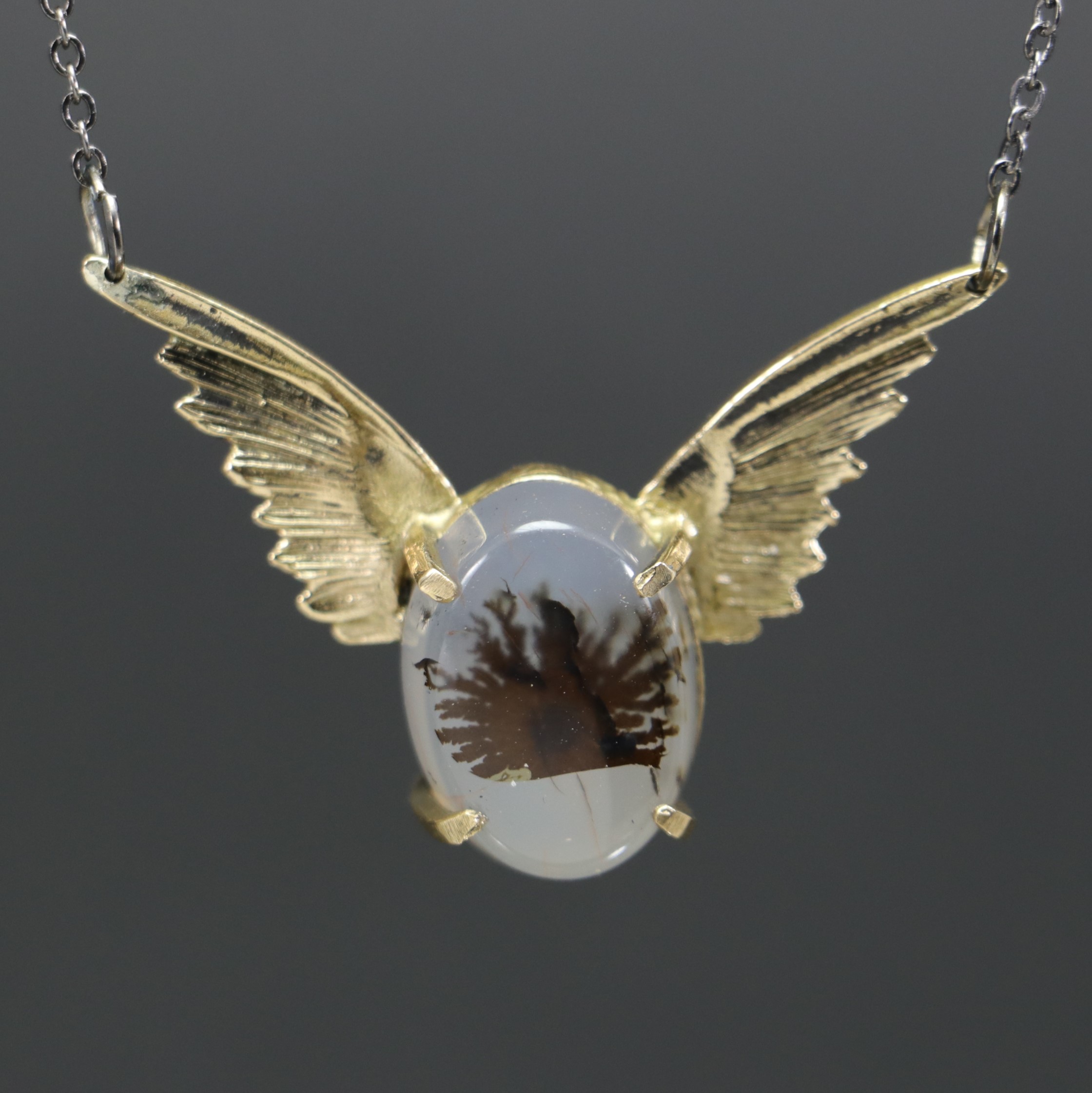 Yemen Agate Stone Angel Wing Necklace
