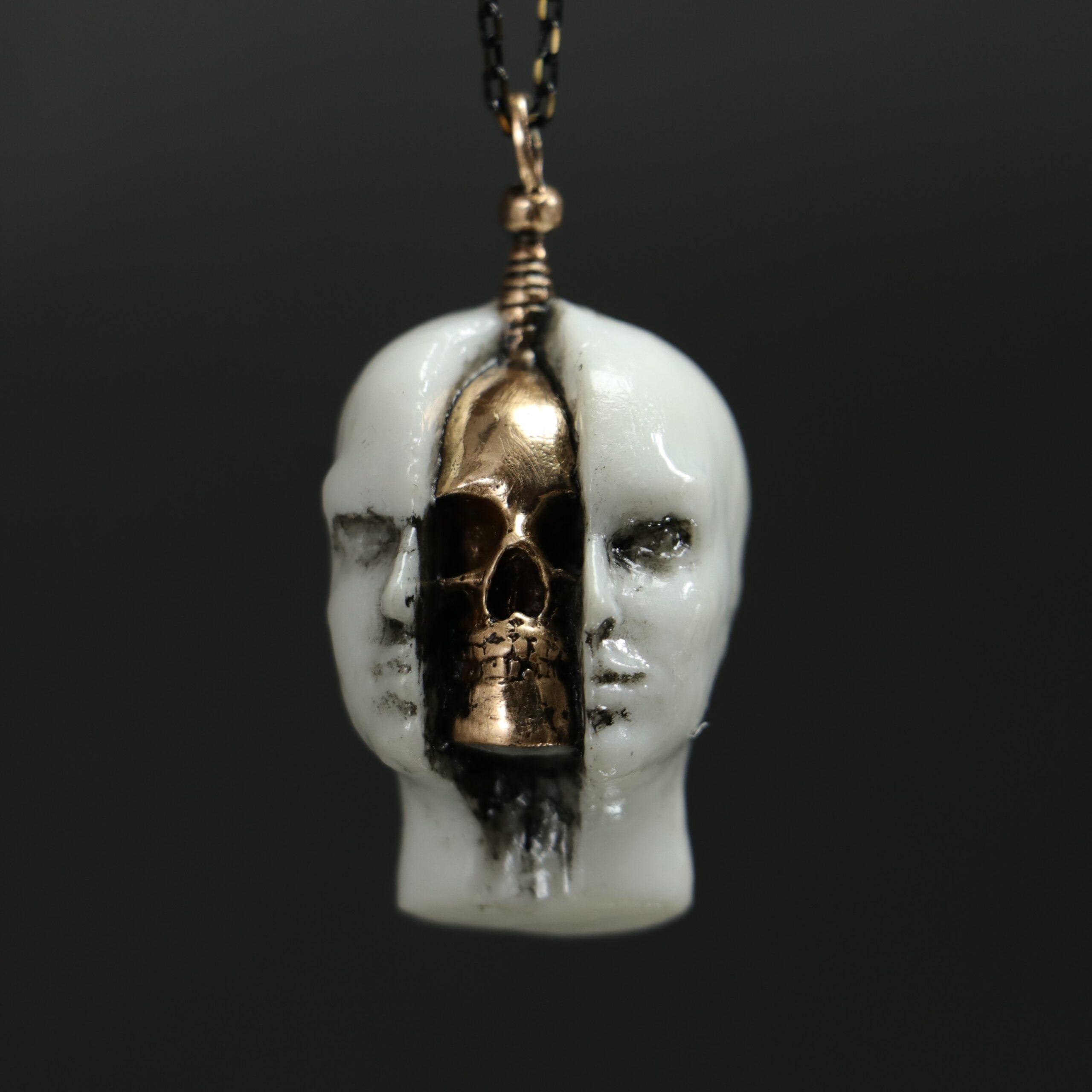 Memento Mori Marble Skull Necklace