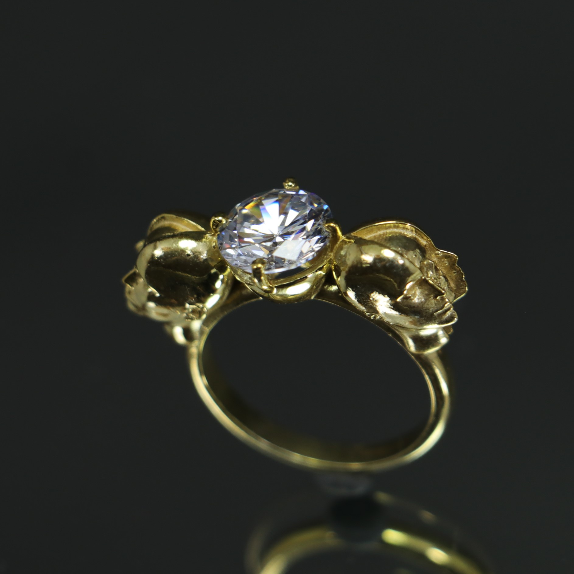 Memento Mori Swarovski 925 Sterling Silver Gold Plated Ring