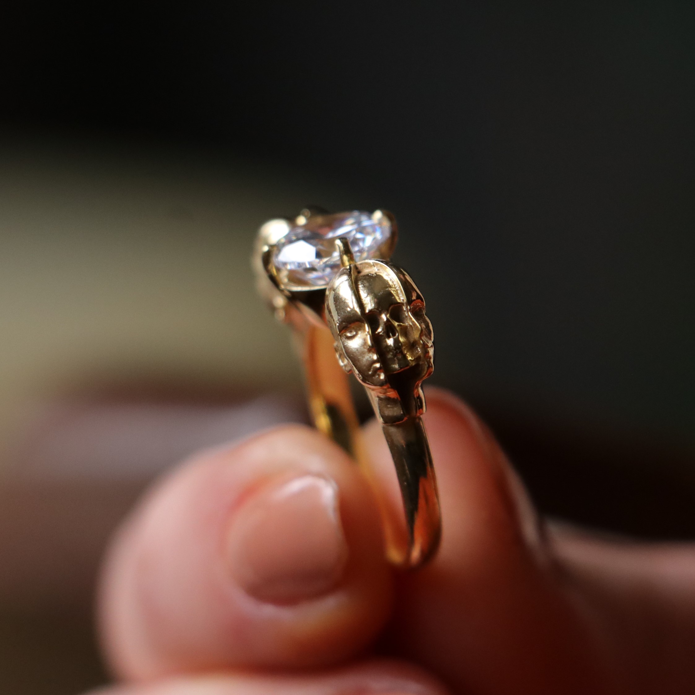 Memento Mori Swarovski 925 Sterling Silver Gold Plated Ring