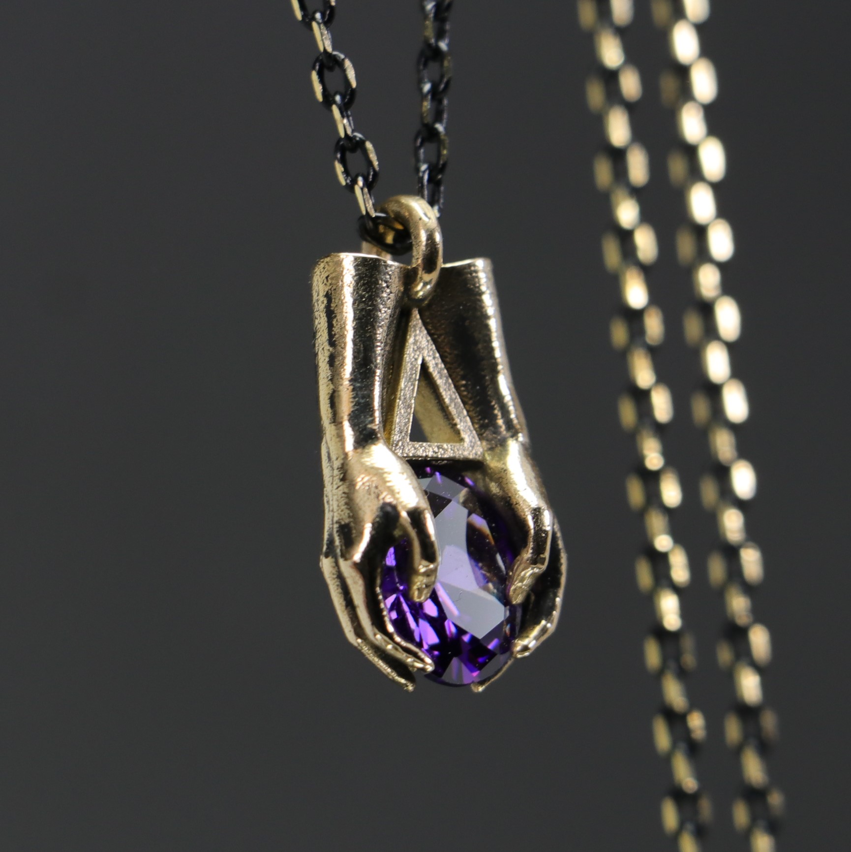 Mini Palm Amethyst (Good Luck) Stone Necklace