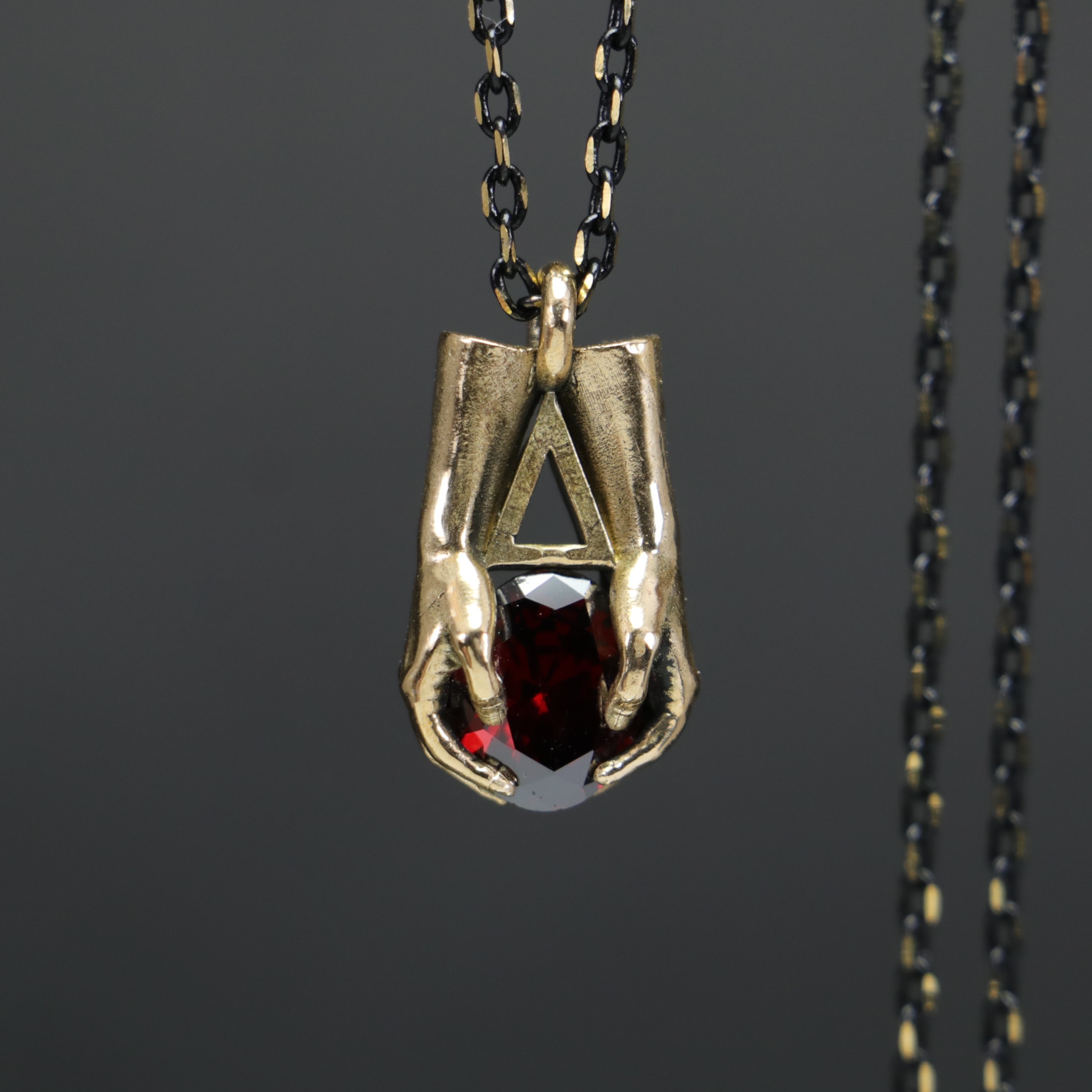 Mini Palm Garnet (Force) Stone Necklace