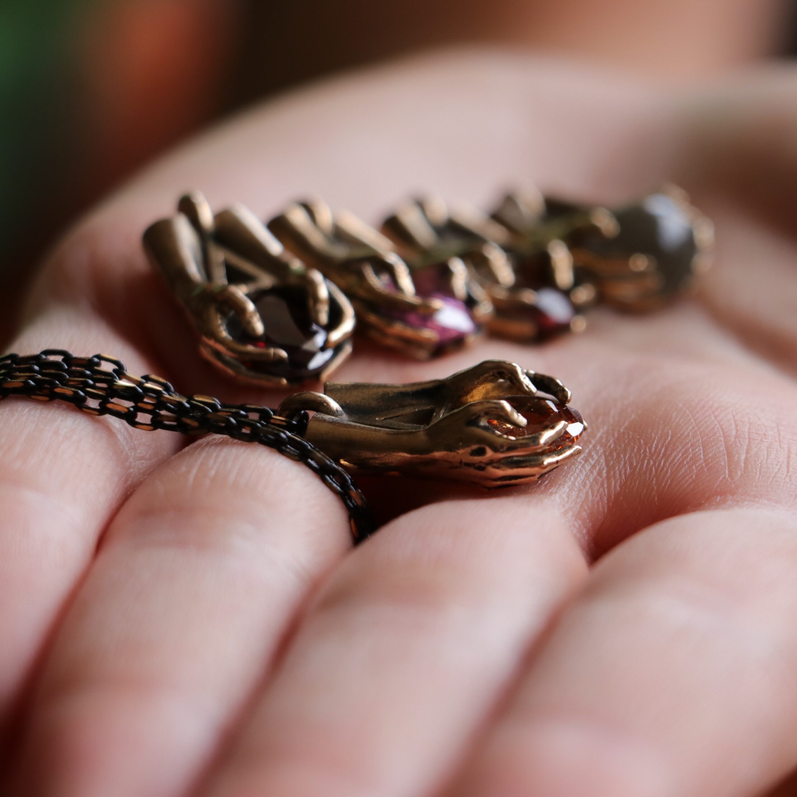 Mini Palm Rose Quartz (Heart Chakra) Stone Necklace