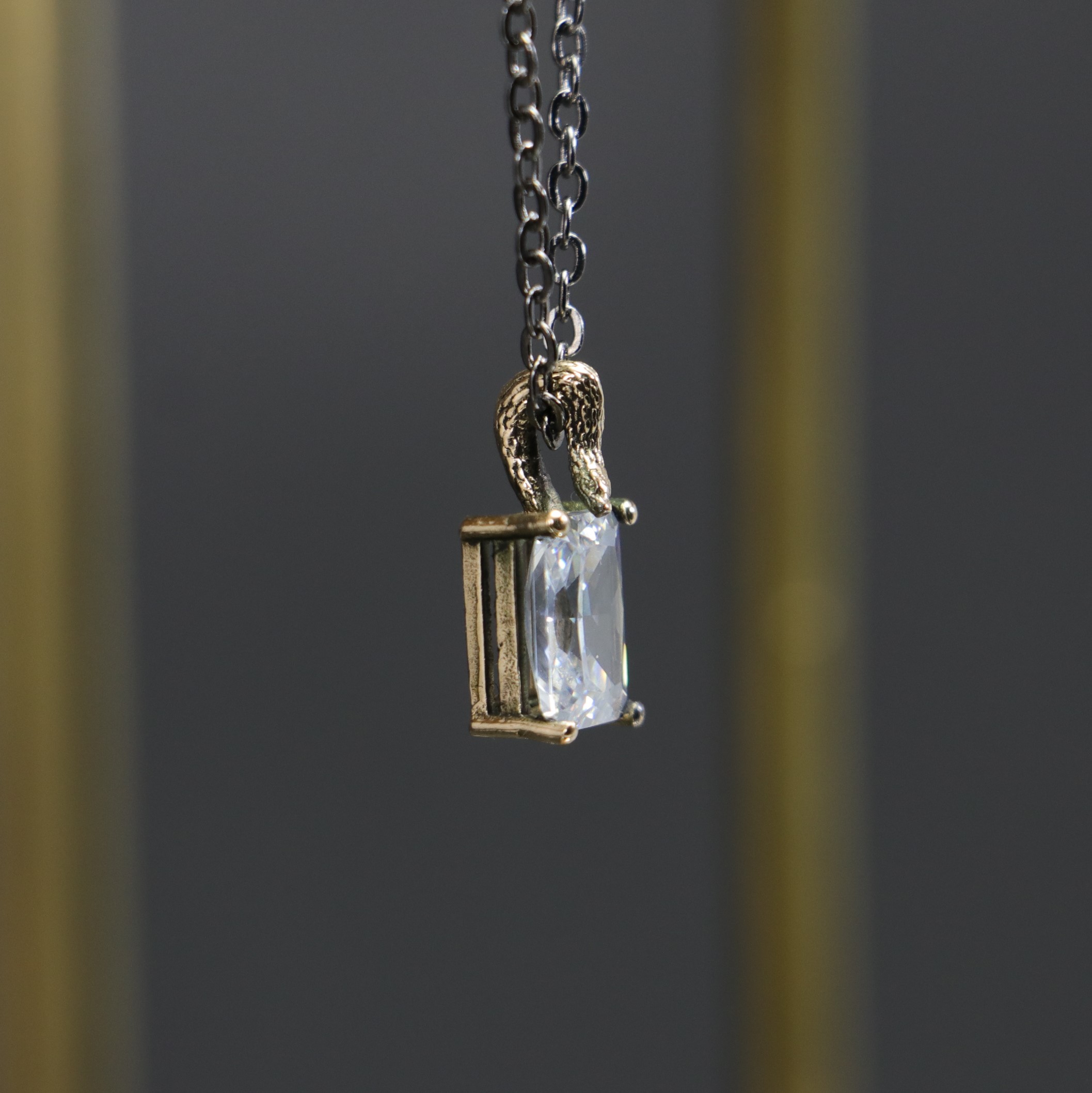 Mini Swarovski Stone Snake Handle Elegant Necklace