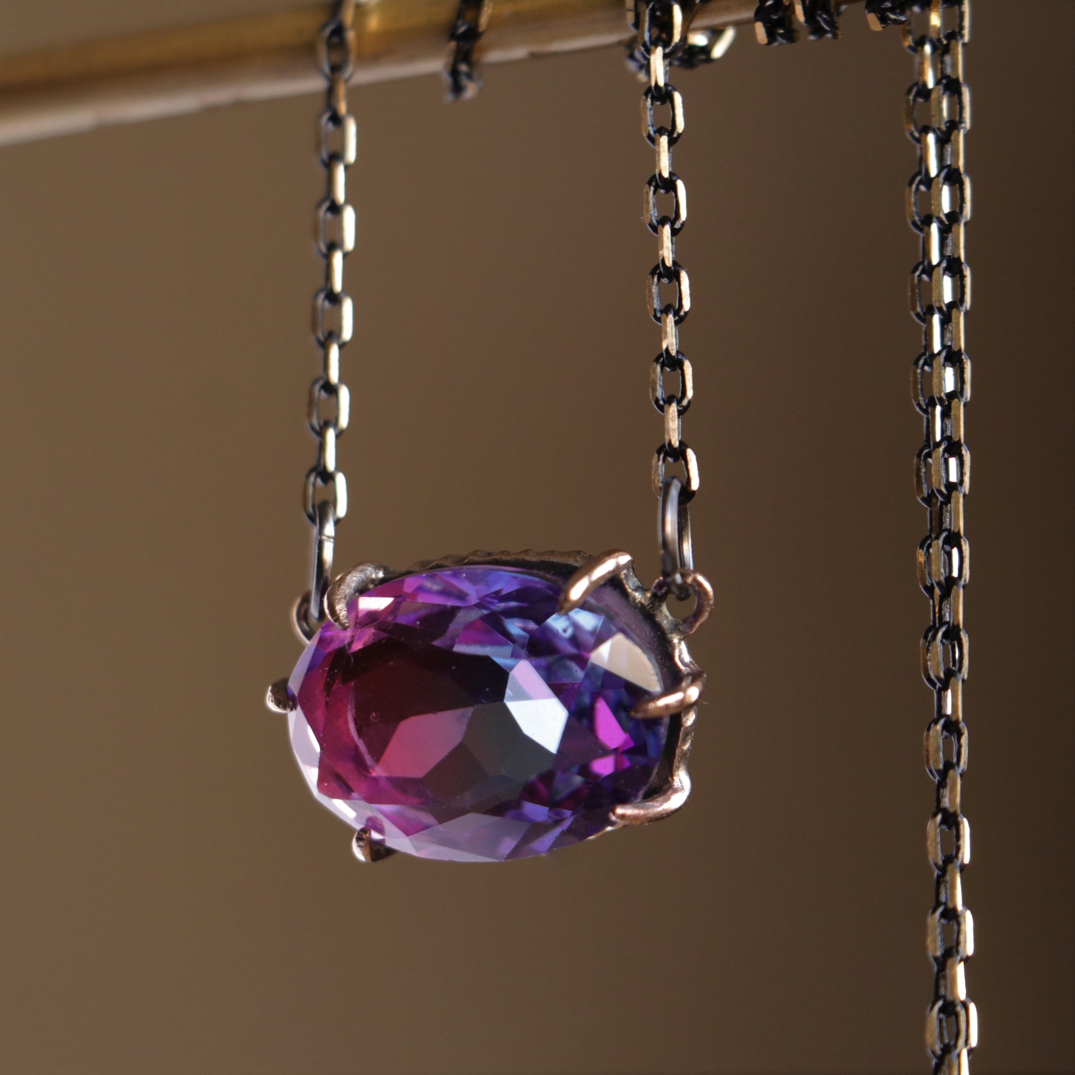 Purple Tourmaline Stone Pointed Nail Necklace