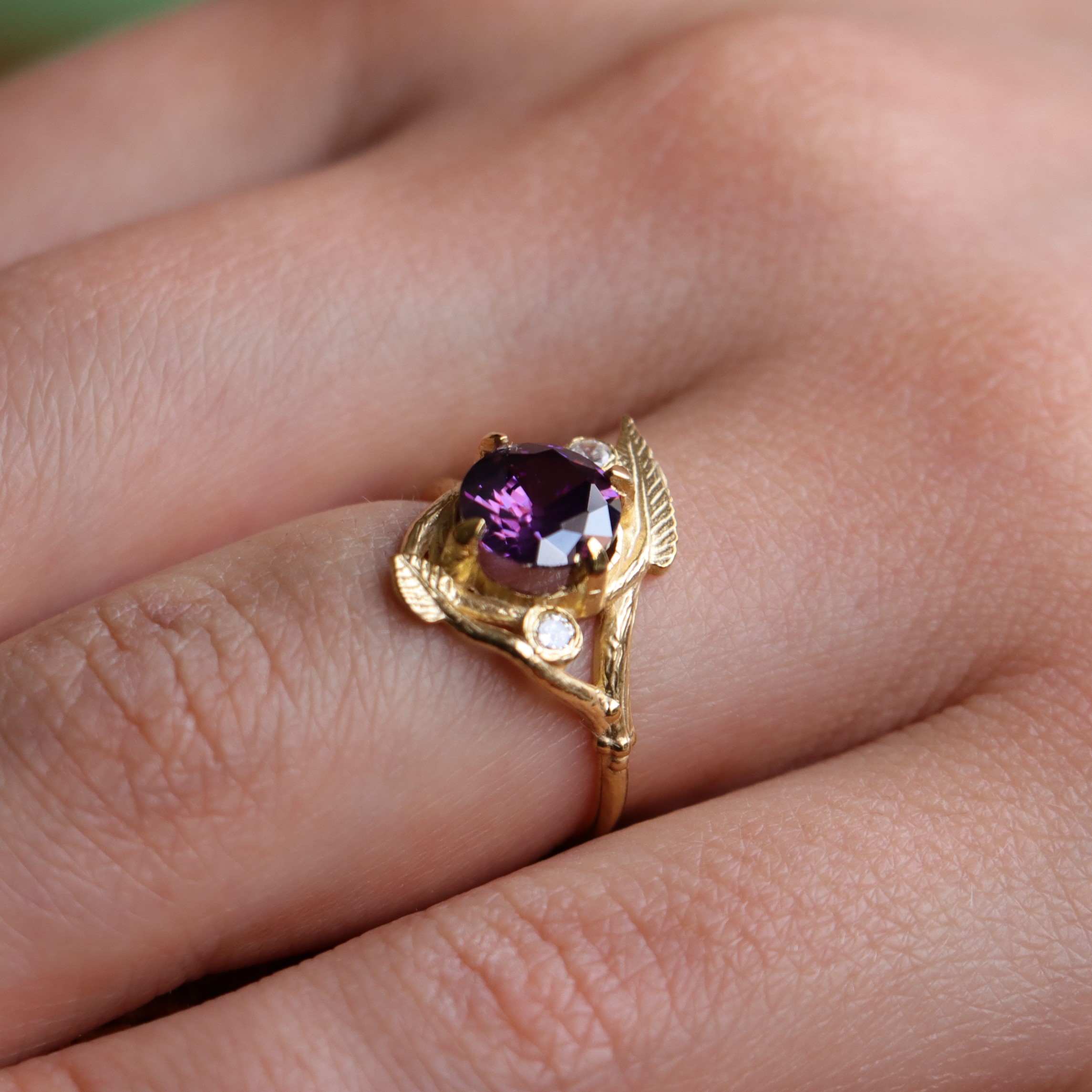 Amethyst Stone Gold Plated 925 Sterling Silver Ring
