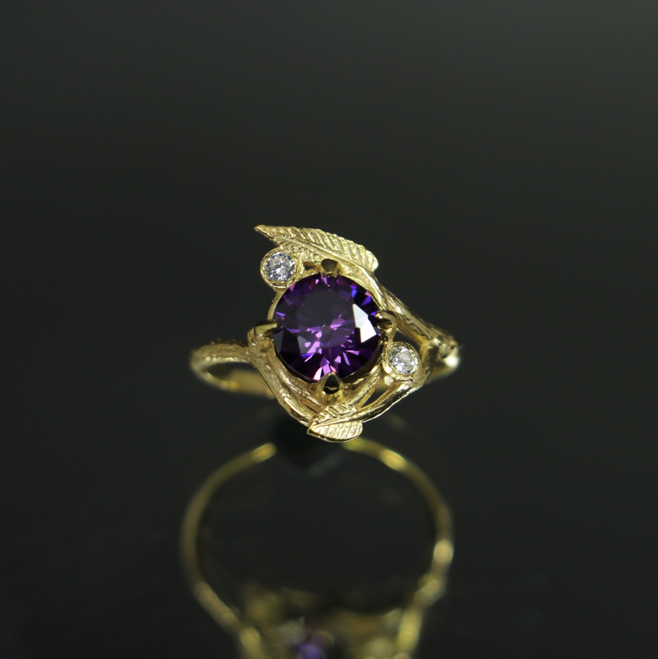 Amethyst Stone Gold Plated 925 Sterling Silver Ring