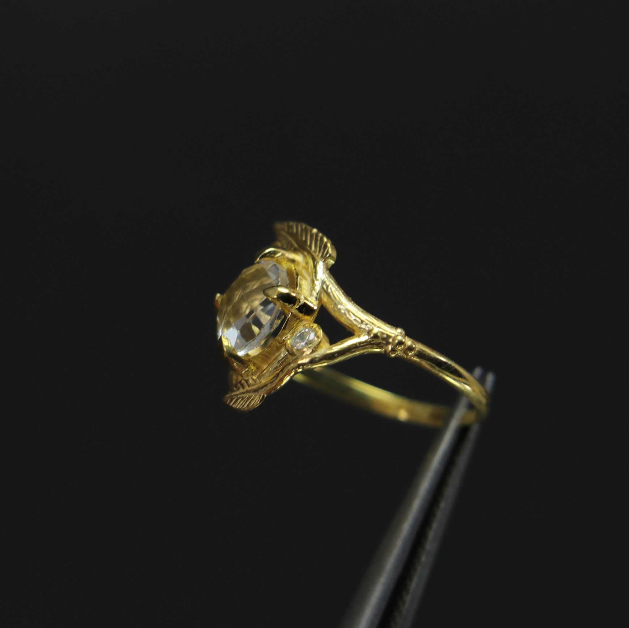 Swarovski Stone Gold Plated 925 Sterling Silver Ring
