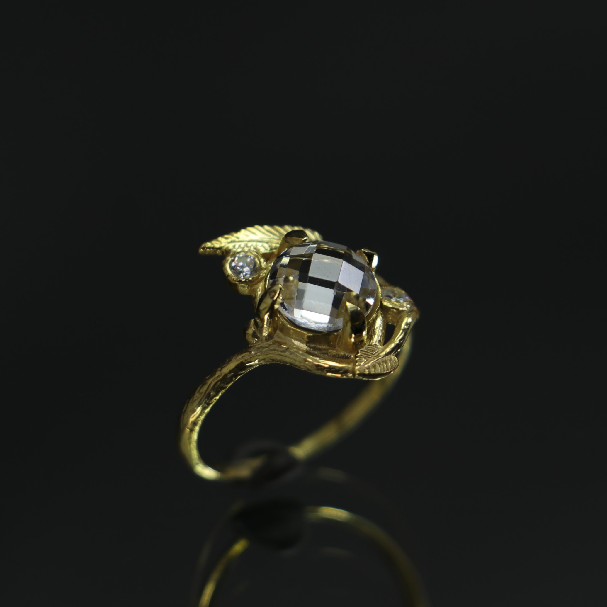 Swarovski Stone Gold Plated 925 Sterling Silver Ring