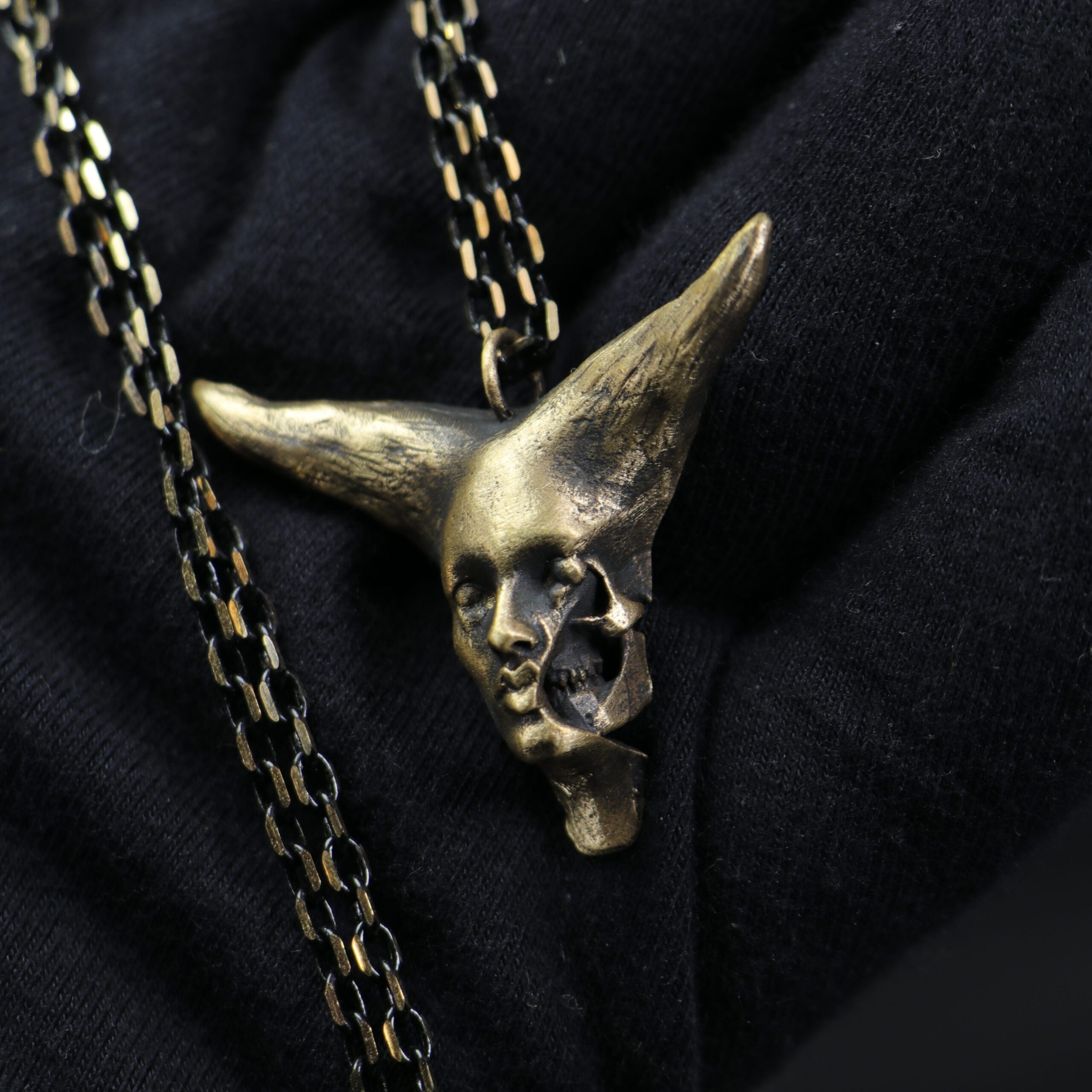 Skull and Horn Handmade Gothic Necklace