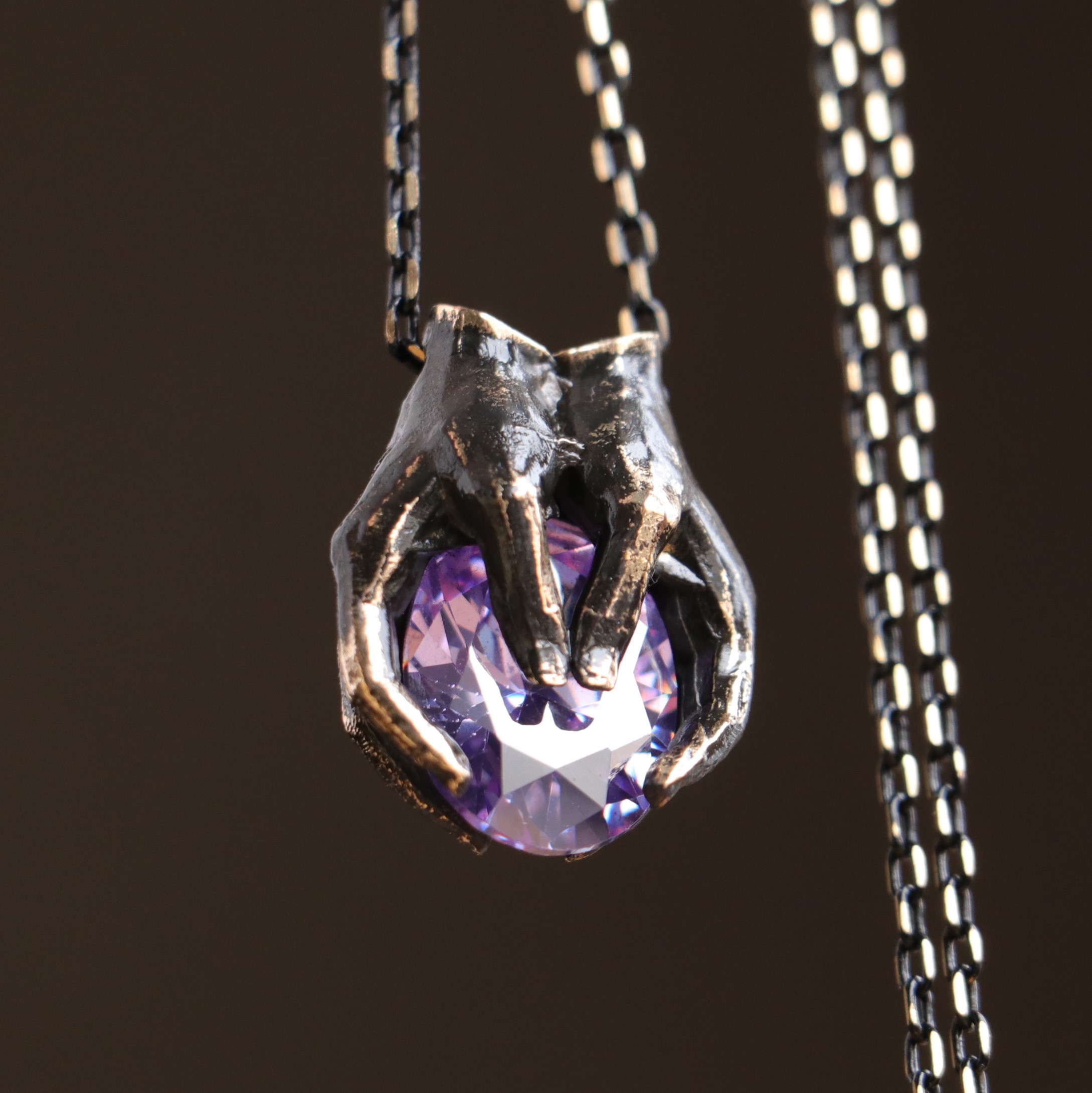 Pink Amethyst Palm Necklace