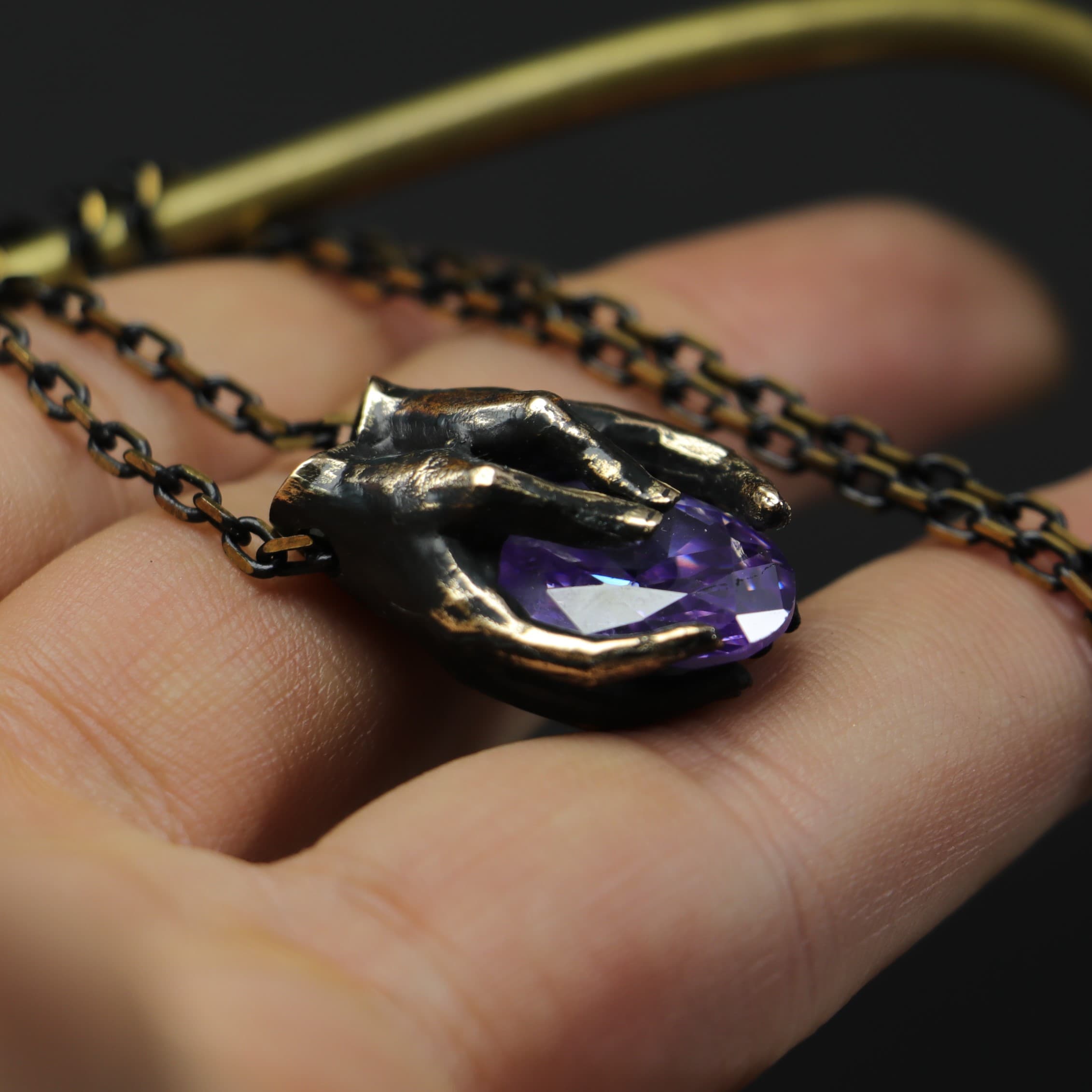 Pink Amethyst Palm Necklace