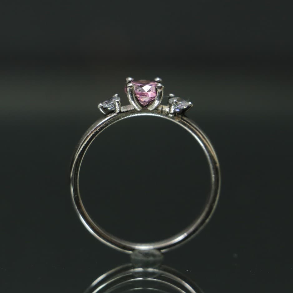 Minimal Rose Quartz and Swarovski Princess 925 Sterling Silver Ring