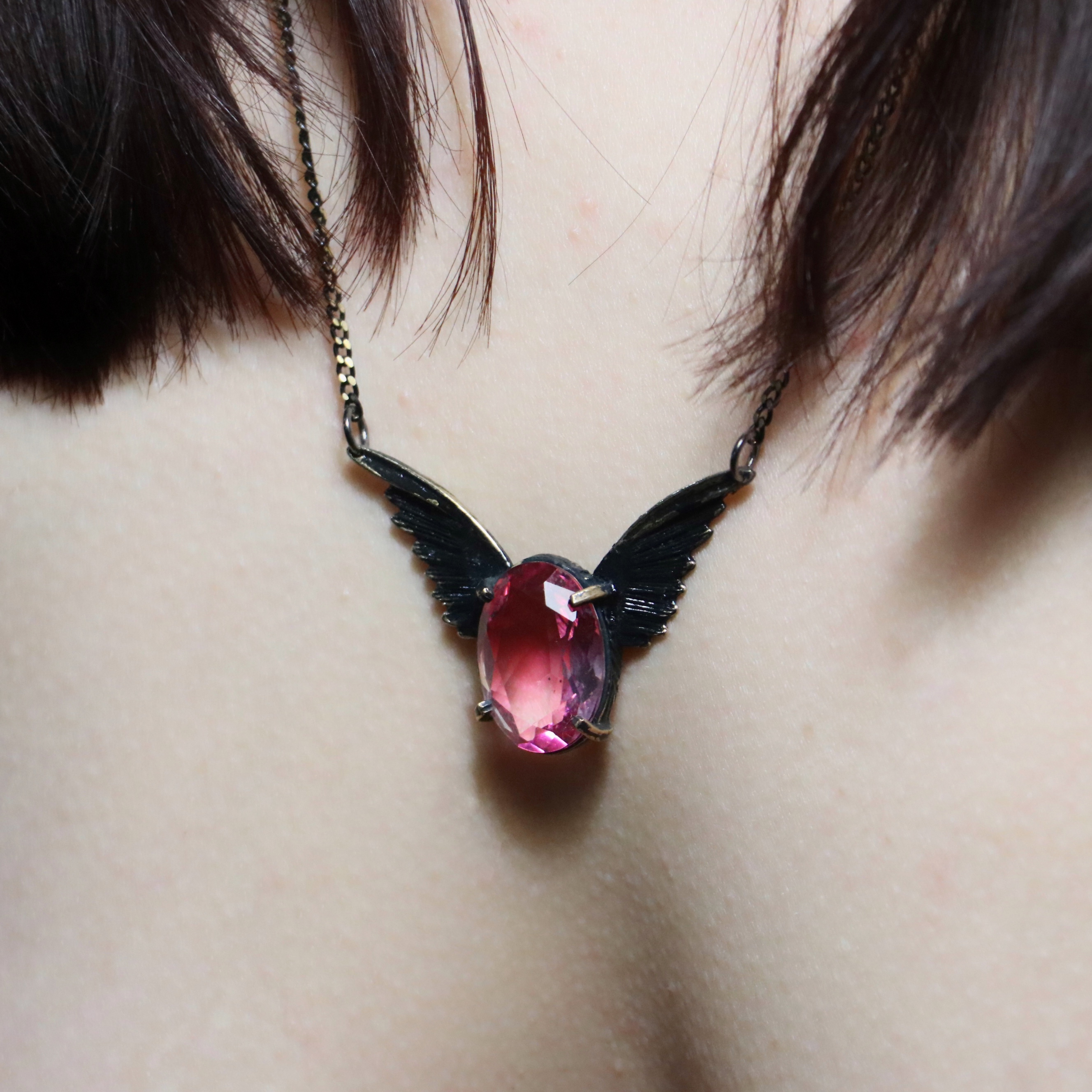 Pink Tourmaline Wing Necklace