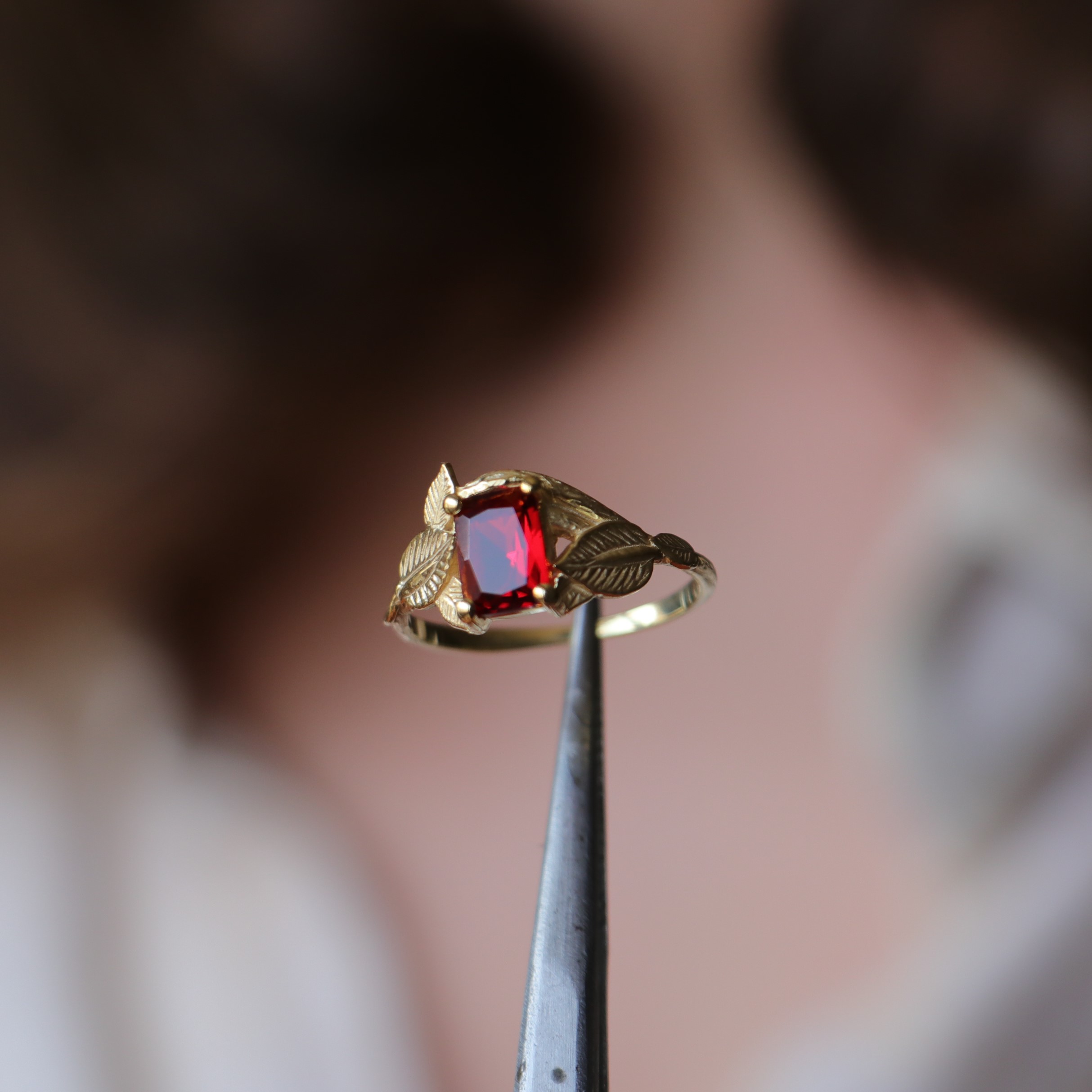Lab. Ruby Caroline ( 925 Gold Plated ) Ring