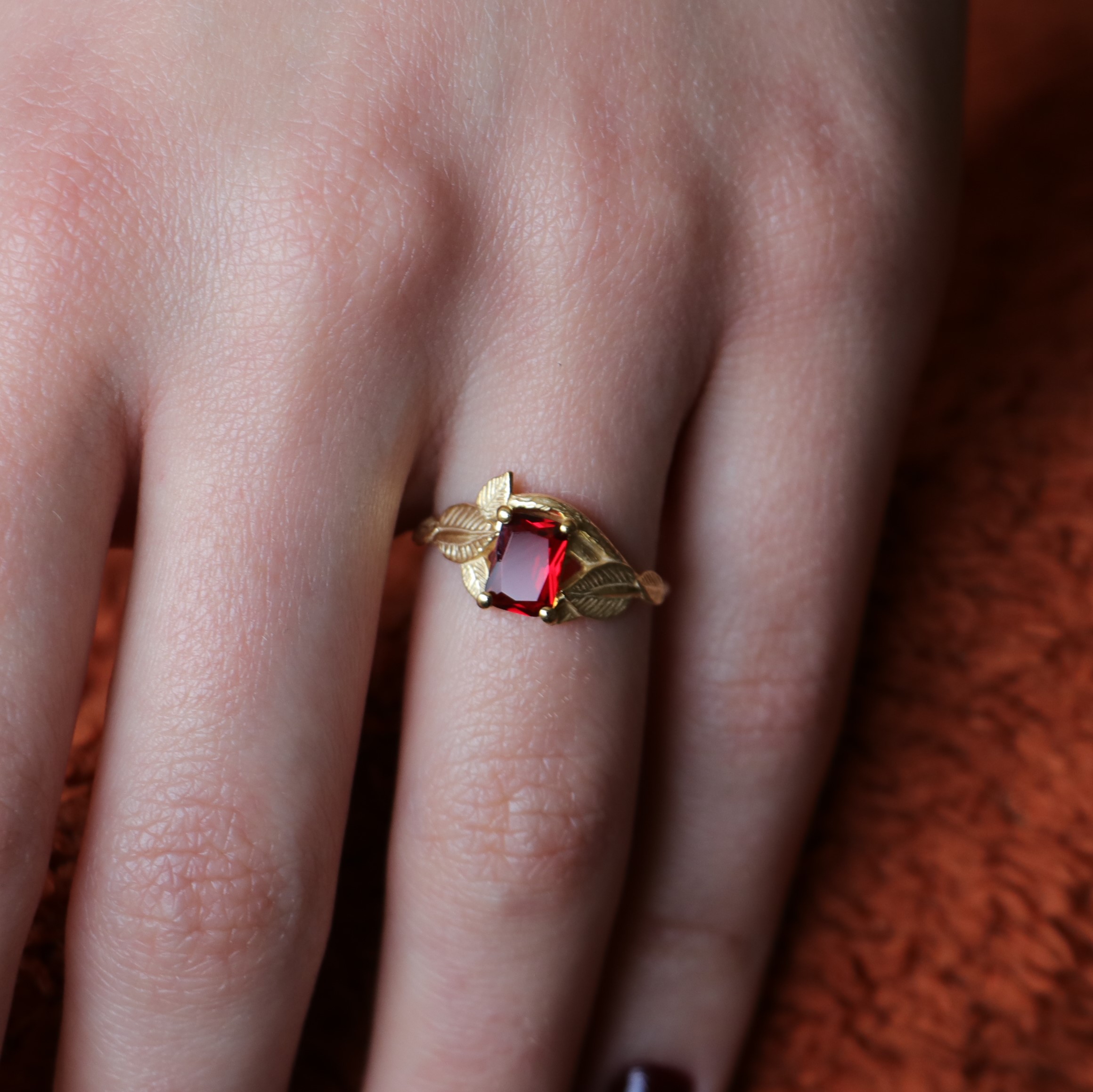 Lab. Ruby Caroline ( 925 Gold Plated ) Ring