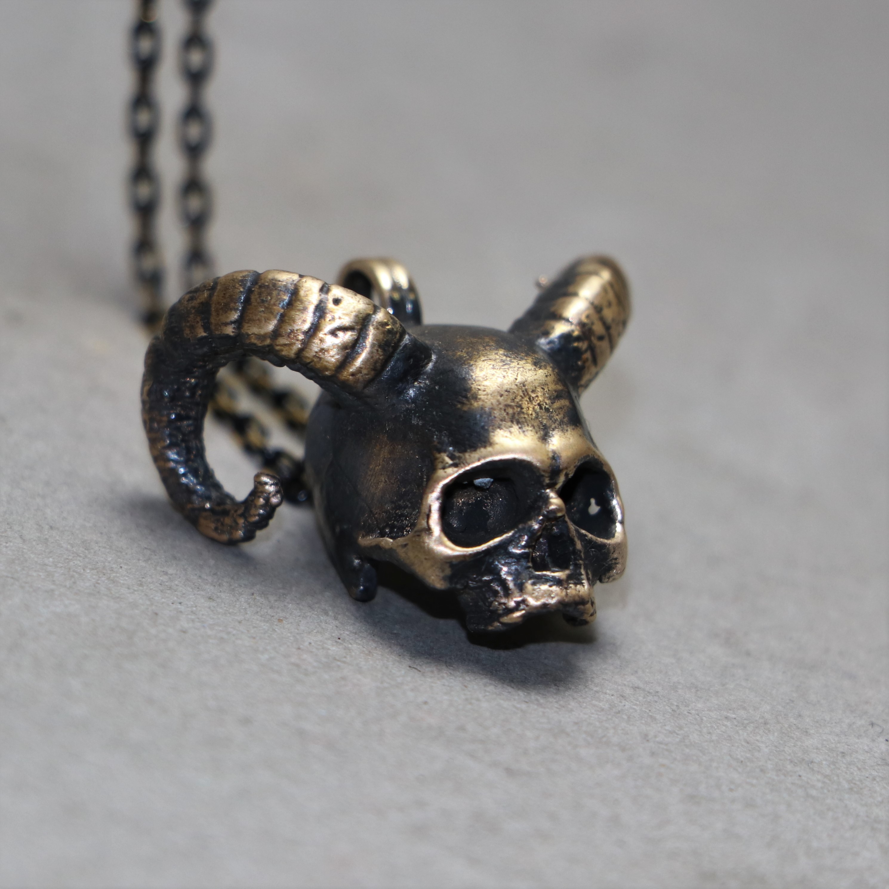 Horned Skull Gothic Necklace